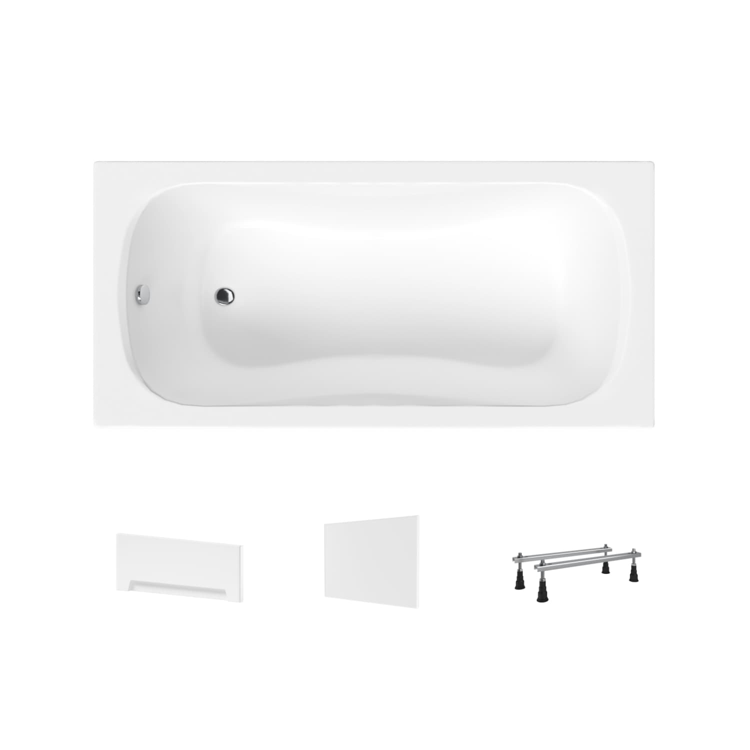 Wanna akrylowa Helmken Edelva 140 х 70 + Panel czołowy Biały + Panel boczny Biały + Nóżki / 23094002-4B