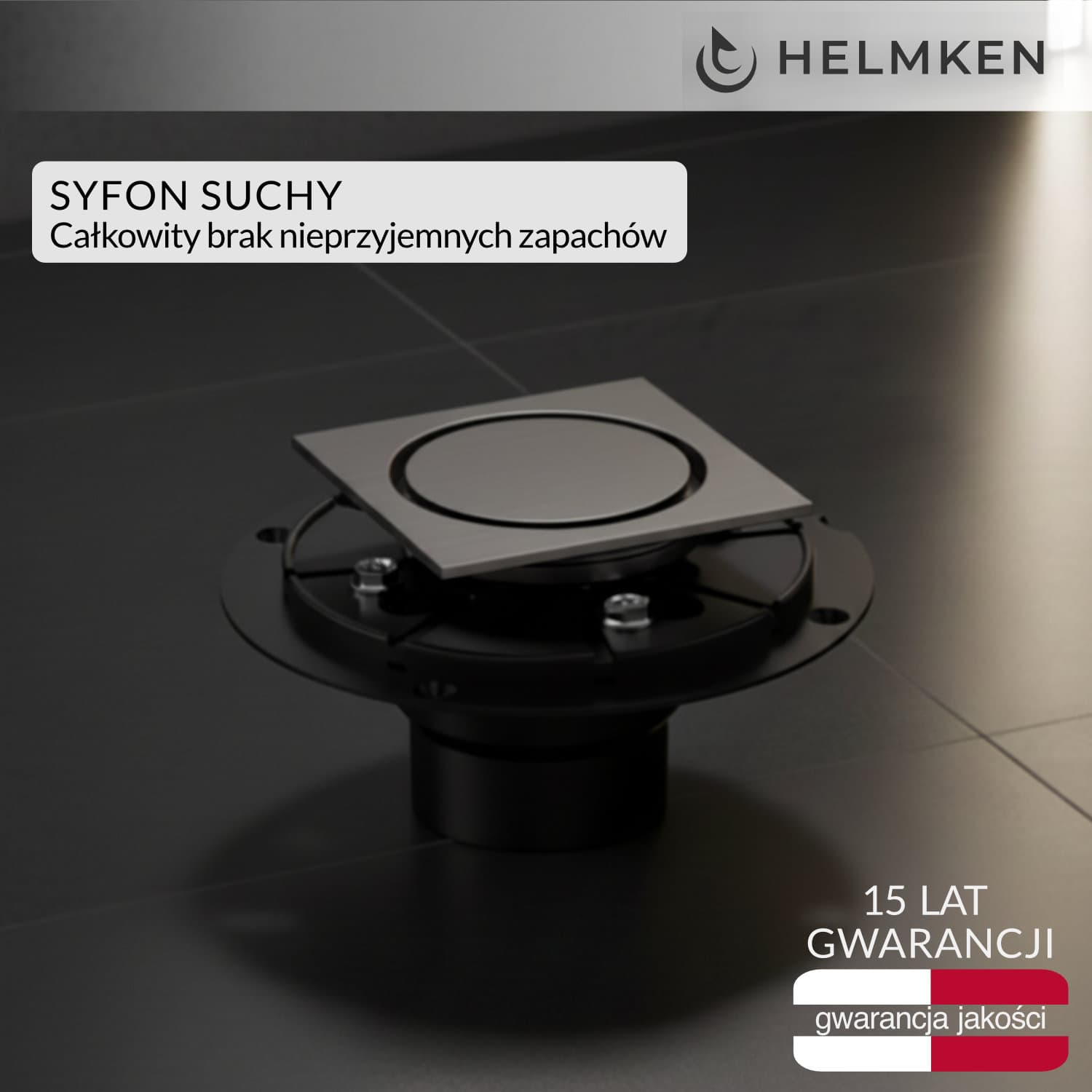 Odpływ punktowy Helmken 37U4045GM, 100 x 100 mm, Grafitowy
