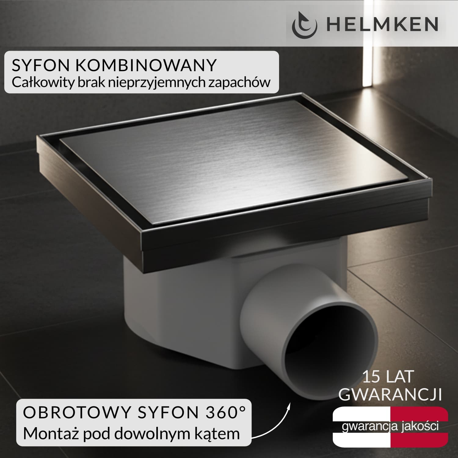 Odpływ punktowy Helmken 37410001, 150 x 150mm, Chrom