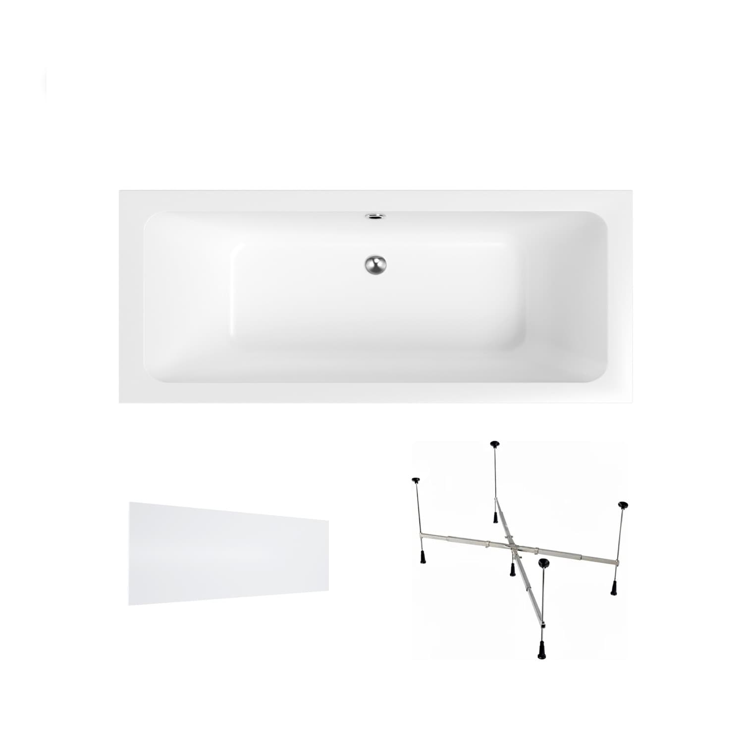 Wanna akrylowa Helmken Olympia 180x80 + Panel Biały + Stelaż uniwersalny do wanien Helmken 21230020 / 35100080-3S