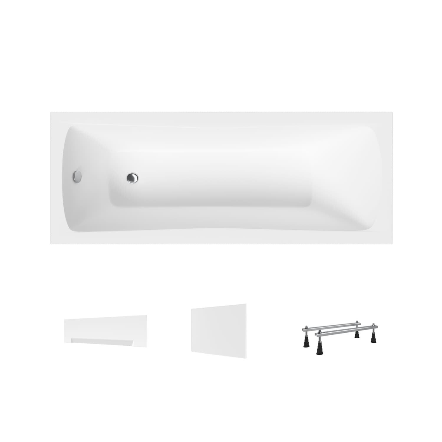 Wanna akrylowa Helmken Luna 140 х 70 + Panel czołowy Biały + Panel boczny Biały + Nóżki / 23093001-4B