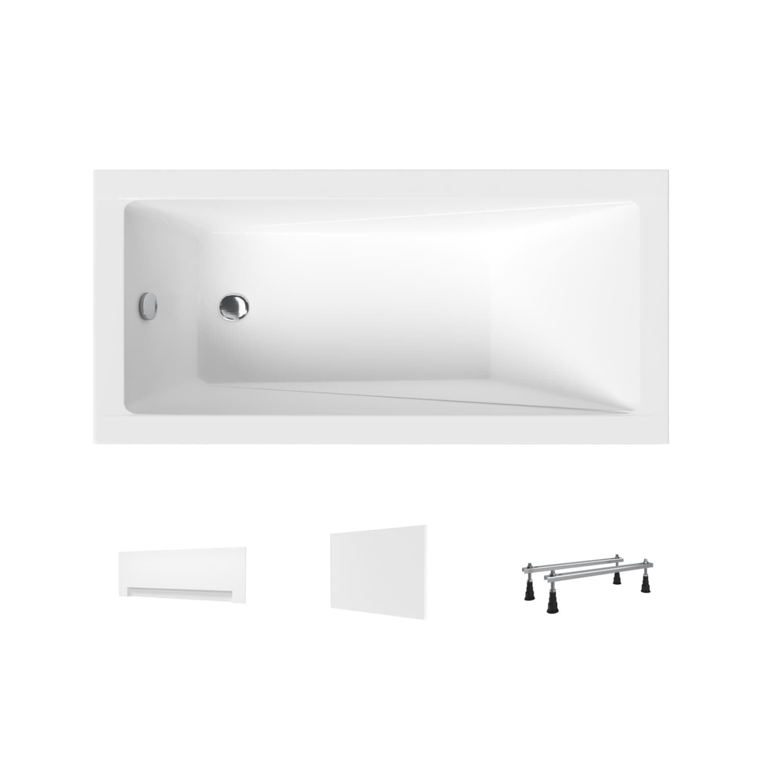 Wanna akrylowa Helmken Rivana 120 х 70 + Panel czołowy Biały + Panel boczny Biały + Nóżki / 23095001-4B
