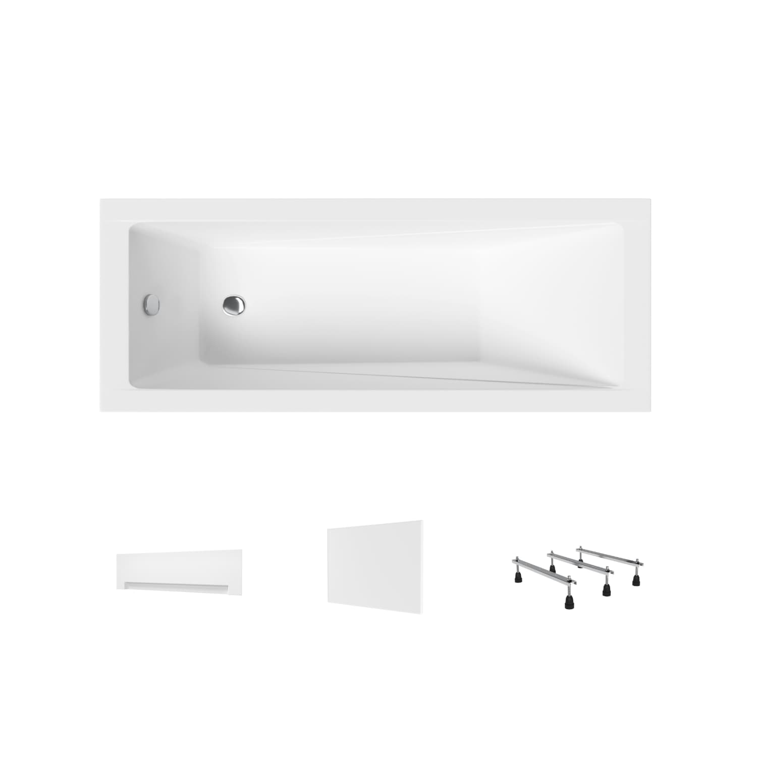 Wanna akrylowa Helmken Rivana 150 х 70 + Panel czołowy Biały + Panel boczny Biały + Nóżki / 23095004-4B