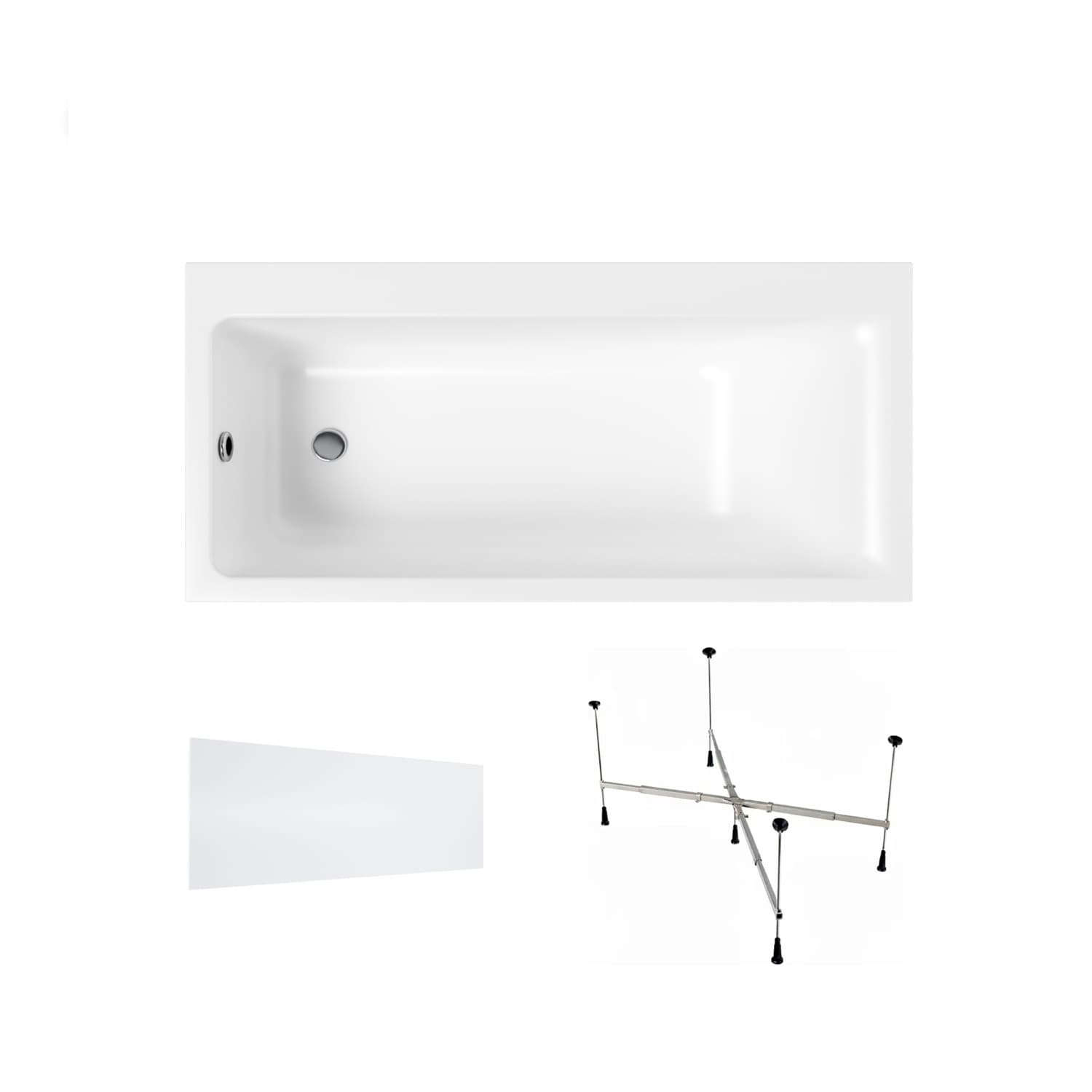 Wanna akrylowa Helmken Seraphina 170x80 LEWA + Panel Biały + Stelaż uniwersalny do wanien Helmken 21230020 / 3512170L-3S