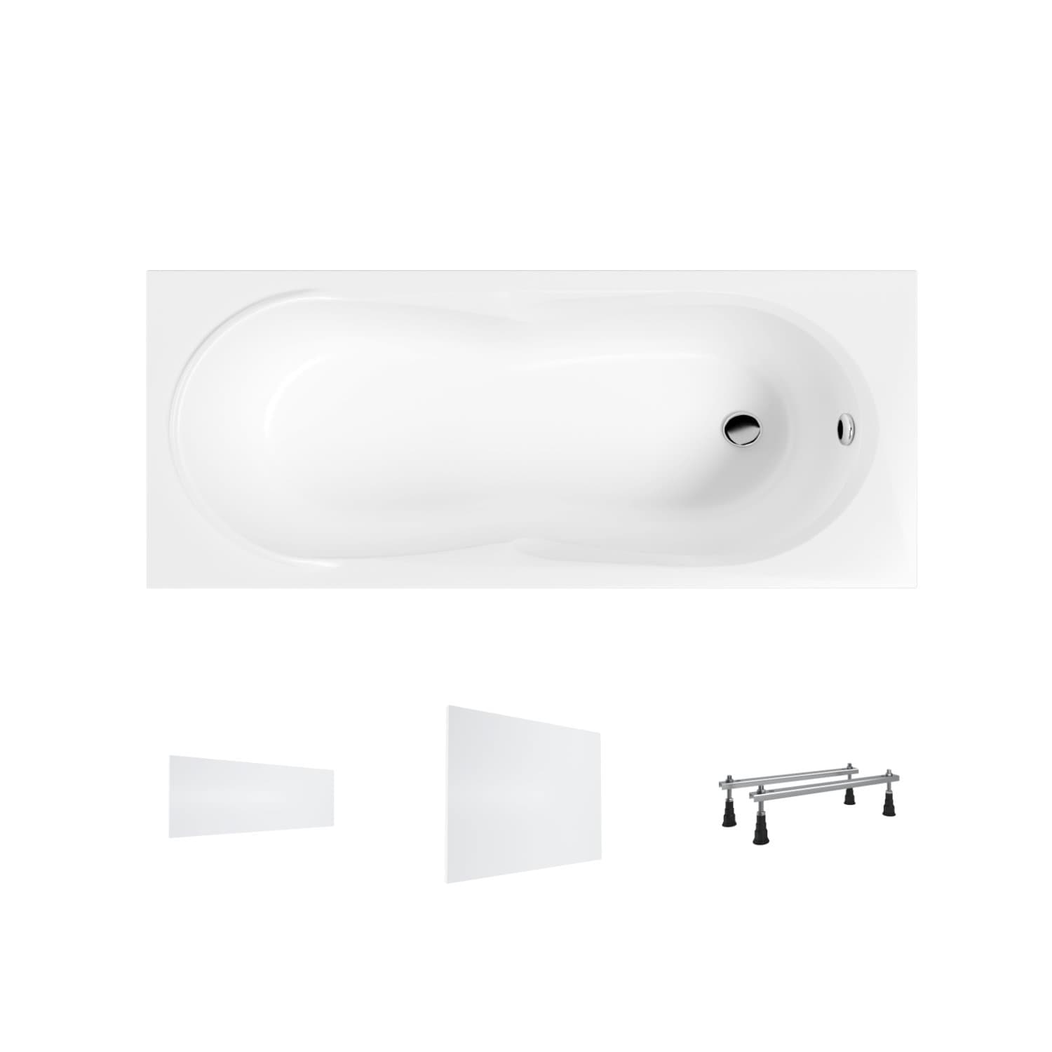 Wanna akrylowa Helmken Celeste 170x75 + Panel czołowy Biały + Panel boczny Biały + Nóżki / 35060075-4B