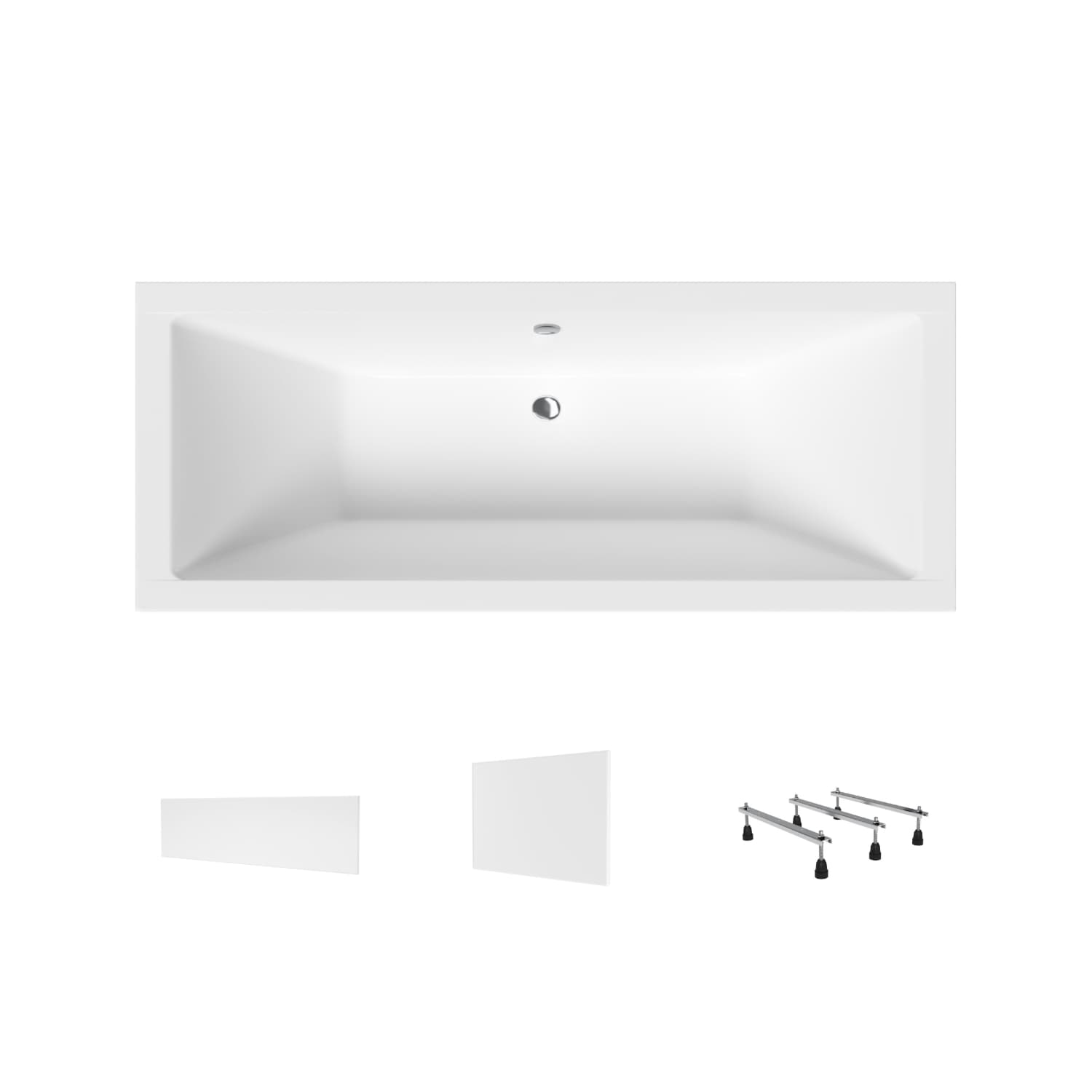 Wanna akrylowa Helmken Alvaro 155 x 70 + Panel czołowy Biały + Panel boczny Biały + Nóżki / 23096001-4B
