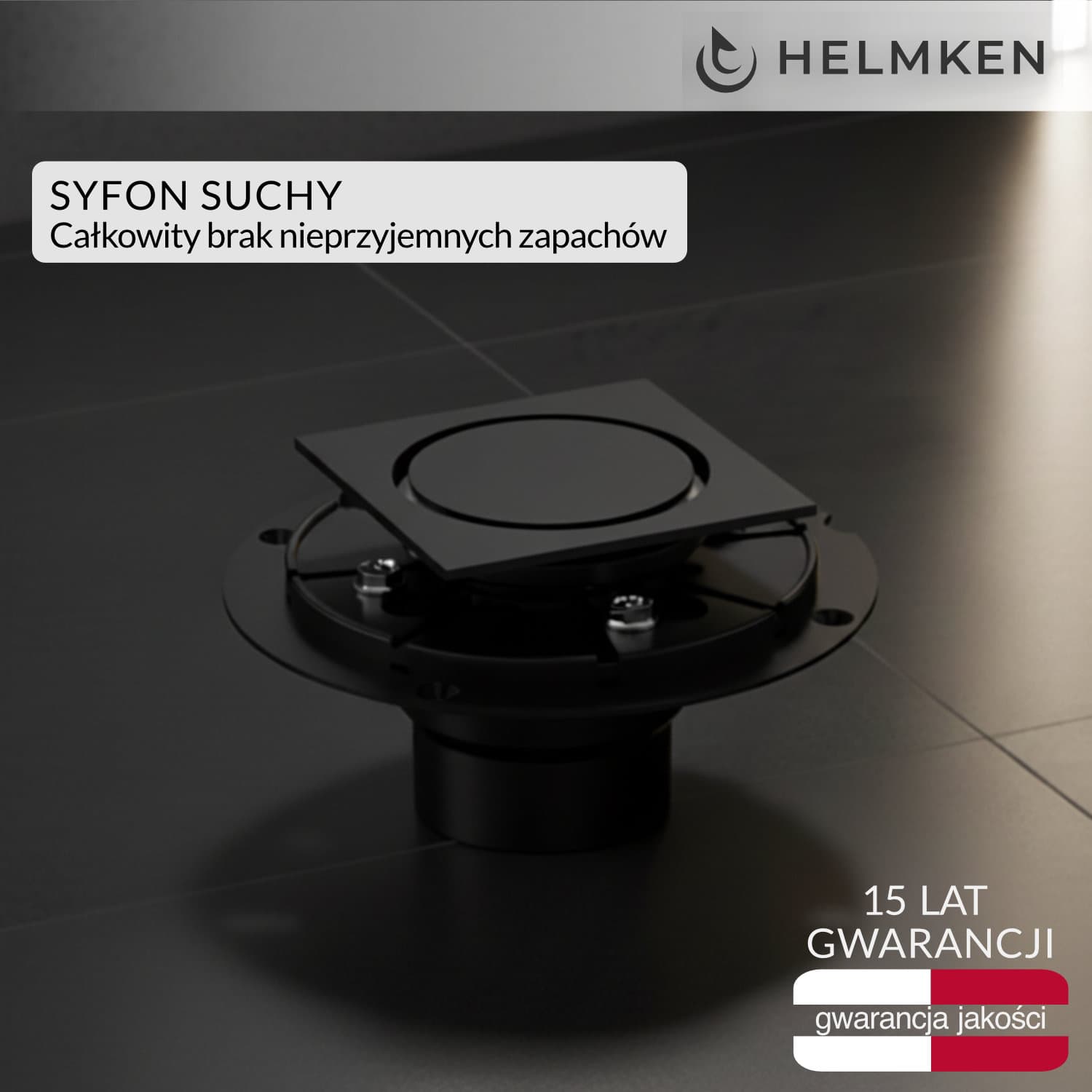 Odpływ punktowy Helmken 37U4042MB, 100 x 100 mm, Czarny Mat
