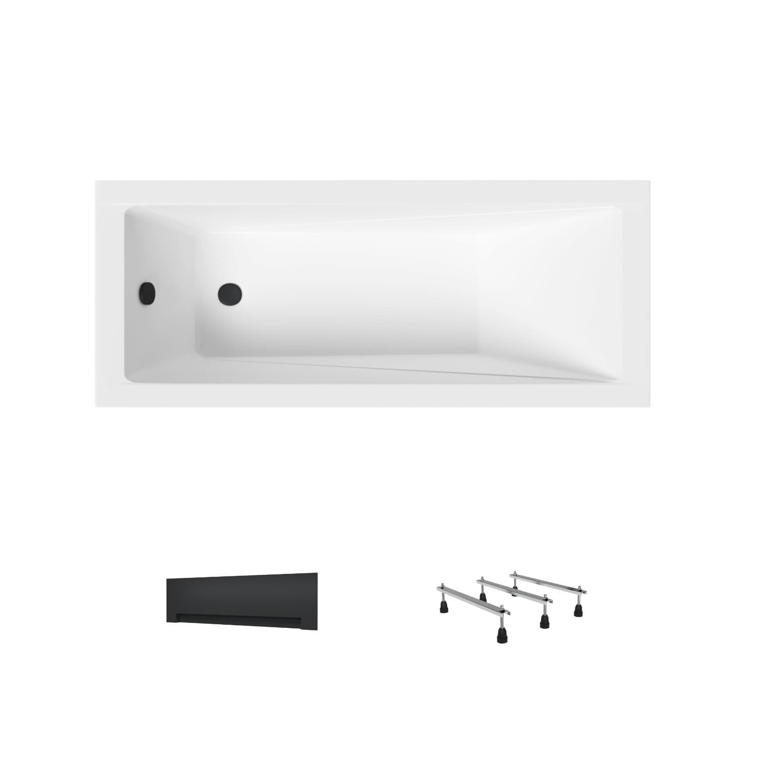 Wanna akrylowa Helmken Rivana 150 х 70 + Panel czarny + Nóżki / 23095004