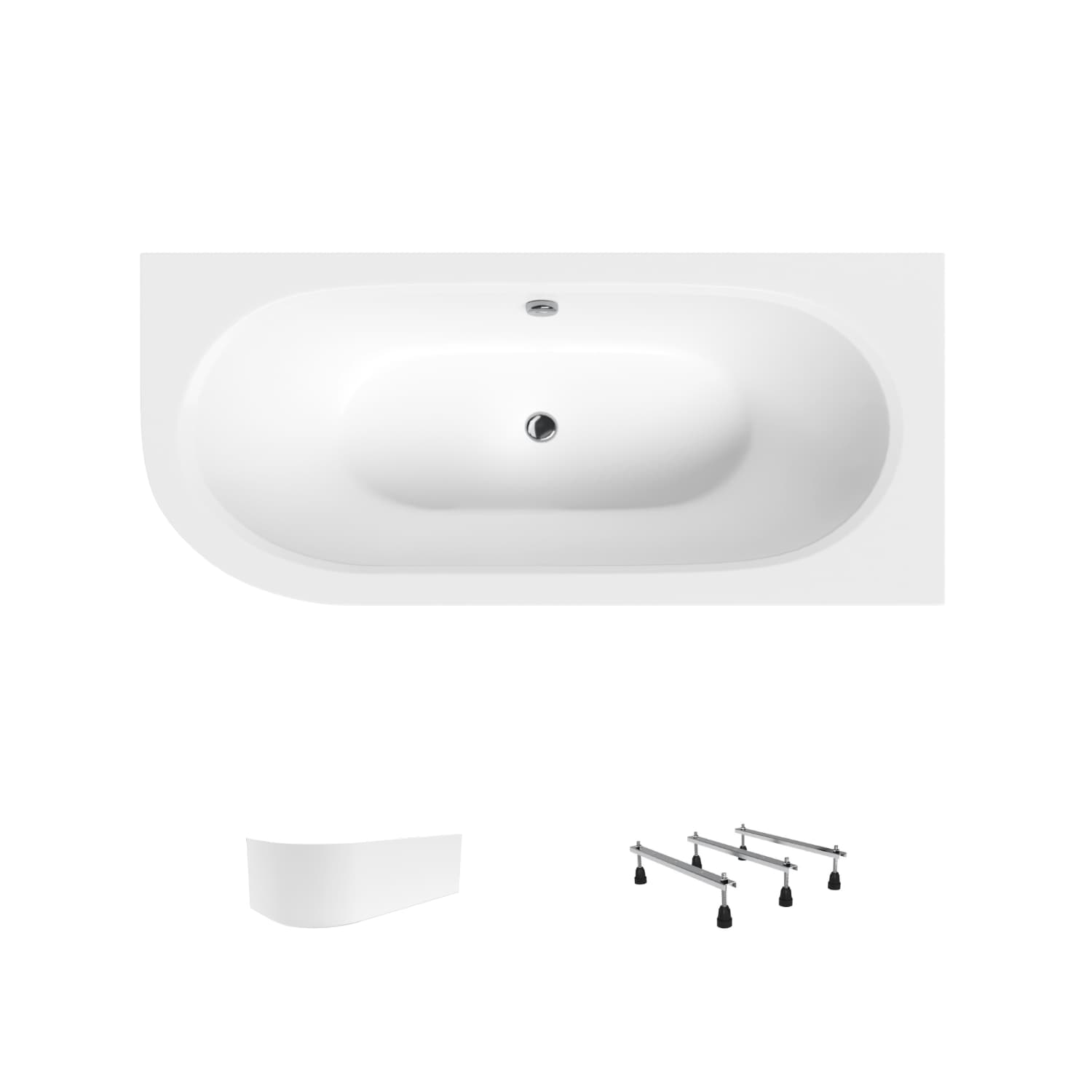 Wanna akrylowa Helmken Marbella Lux 150 x 75 Prawa + Panel biały + Nóżki / 23092001Z