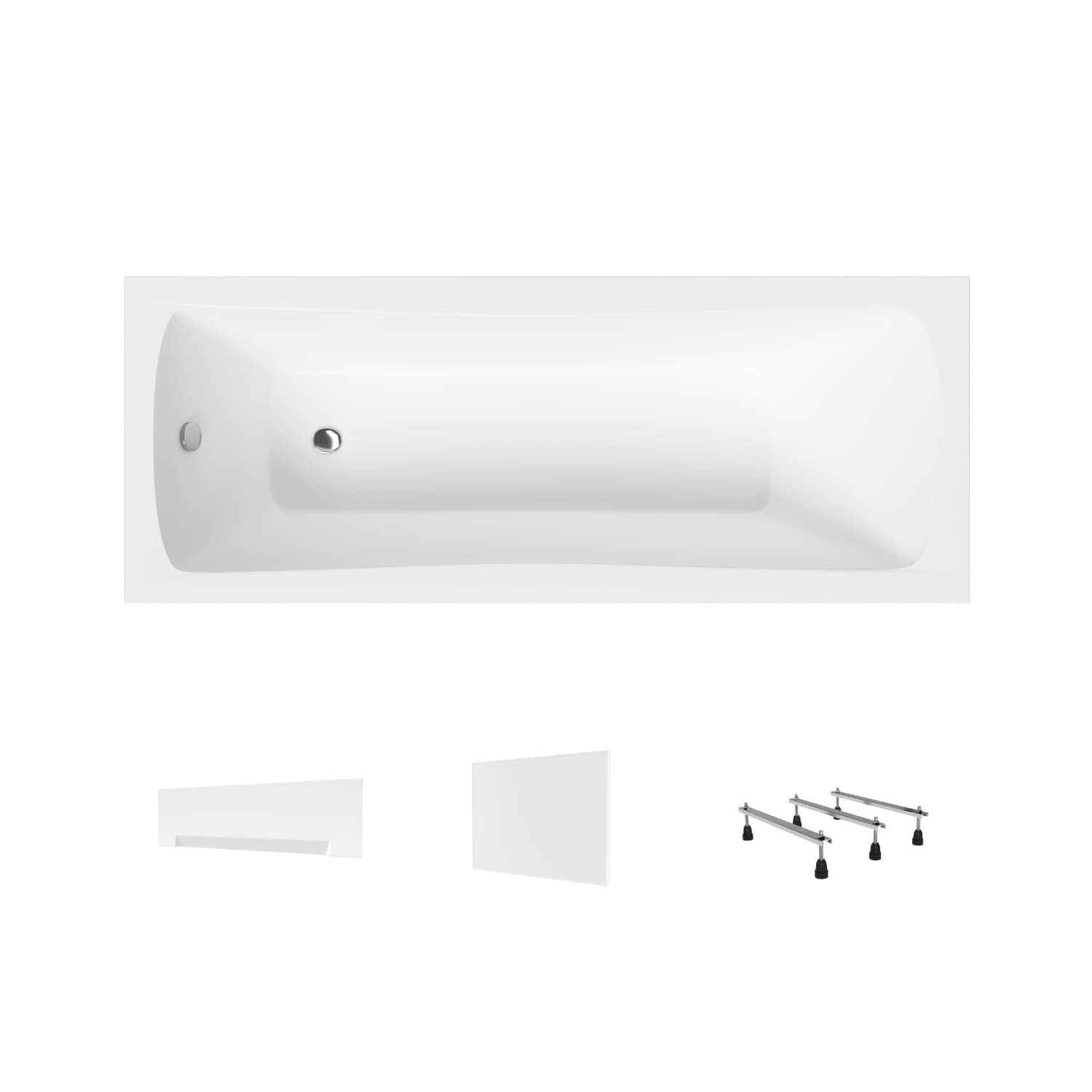 Wanna akrylowa Helmken Luna 160 х 70 + Panel czołowy Biały + Panel boczny Biały + Nóżki / 23093003-4B