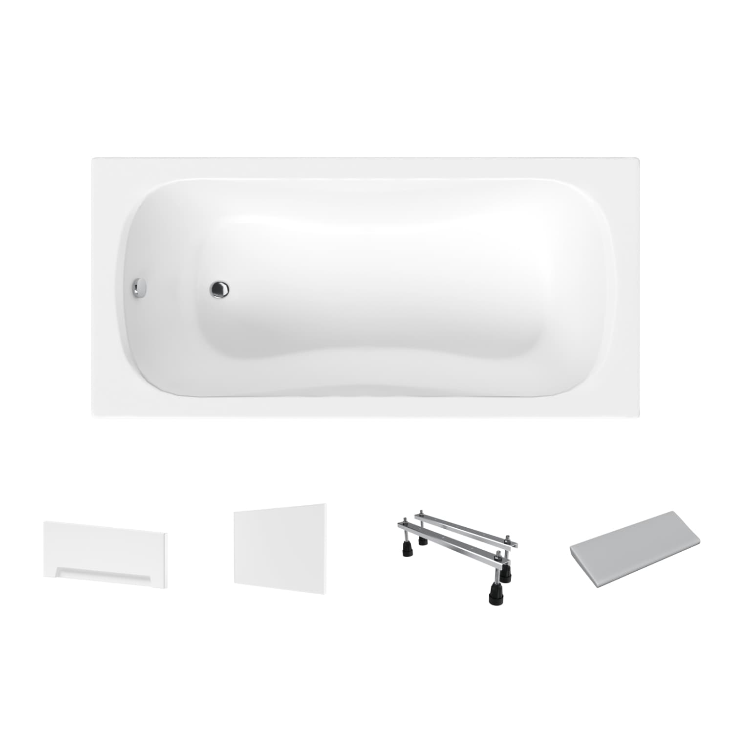 Wanna akrylowa Helmken Edelva 130 х 70 + Panel czołowy i boczny Biały + Zagłówek szary + Nóżki / 23094001ZW