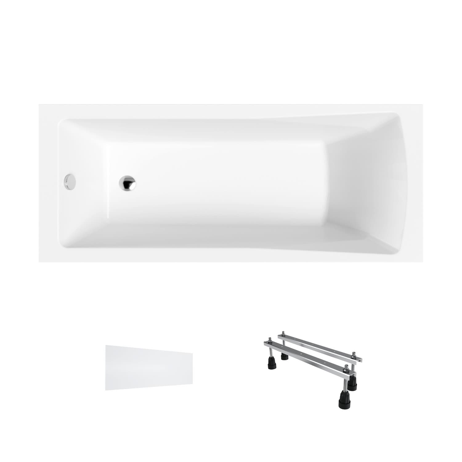 Wanna akrylowa Helmken Aurora 160x70 z akrylu lanego ze wzmocnionym korpusem + Panel biały + Nóżki / 35010060