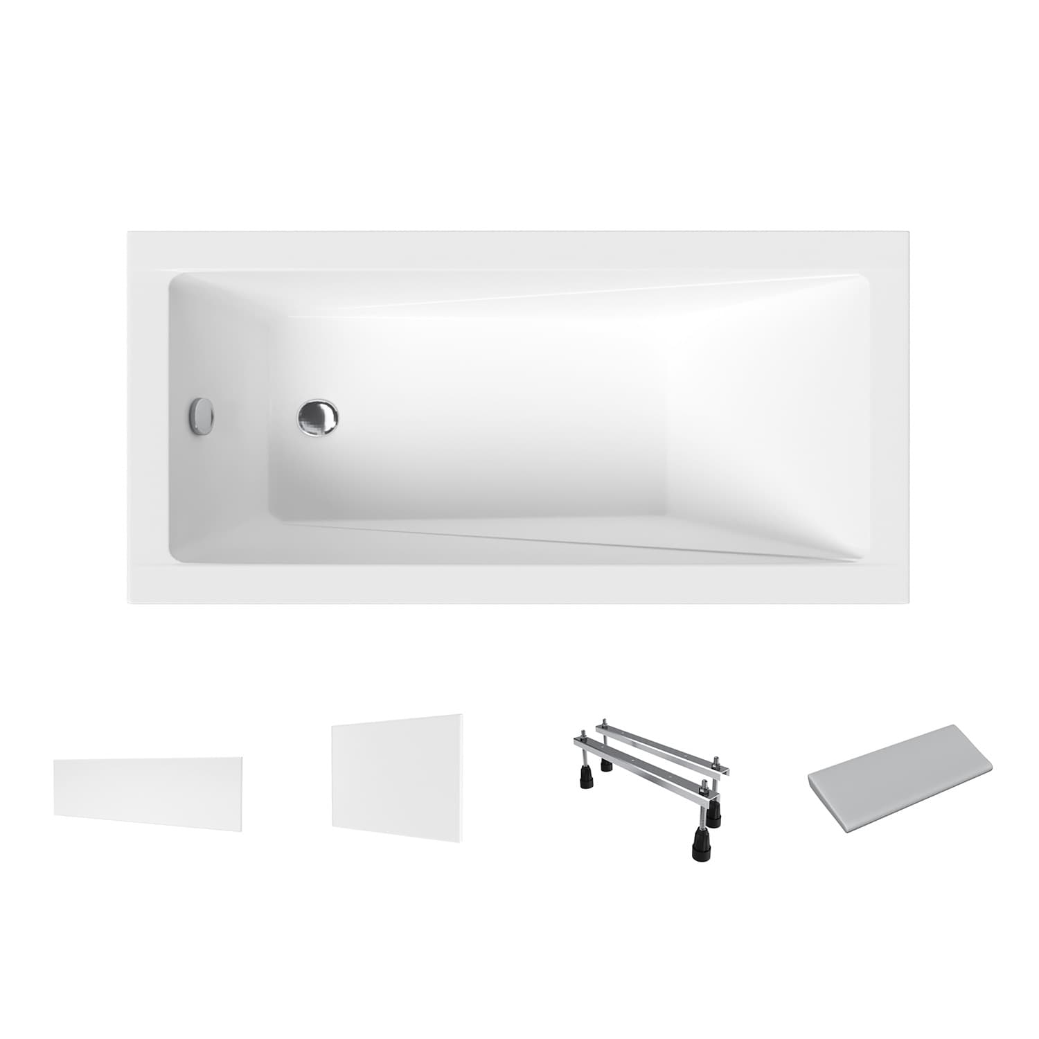 Wanna akrylowa Helmken Rivana 120 x 70 + Panel czołowy i boczny Biały + Zagłówek szary + Nóżki / 23095001ZW
