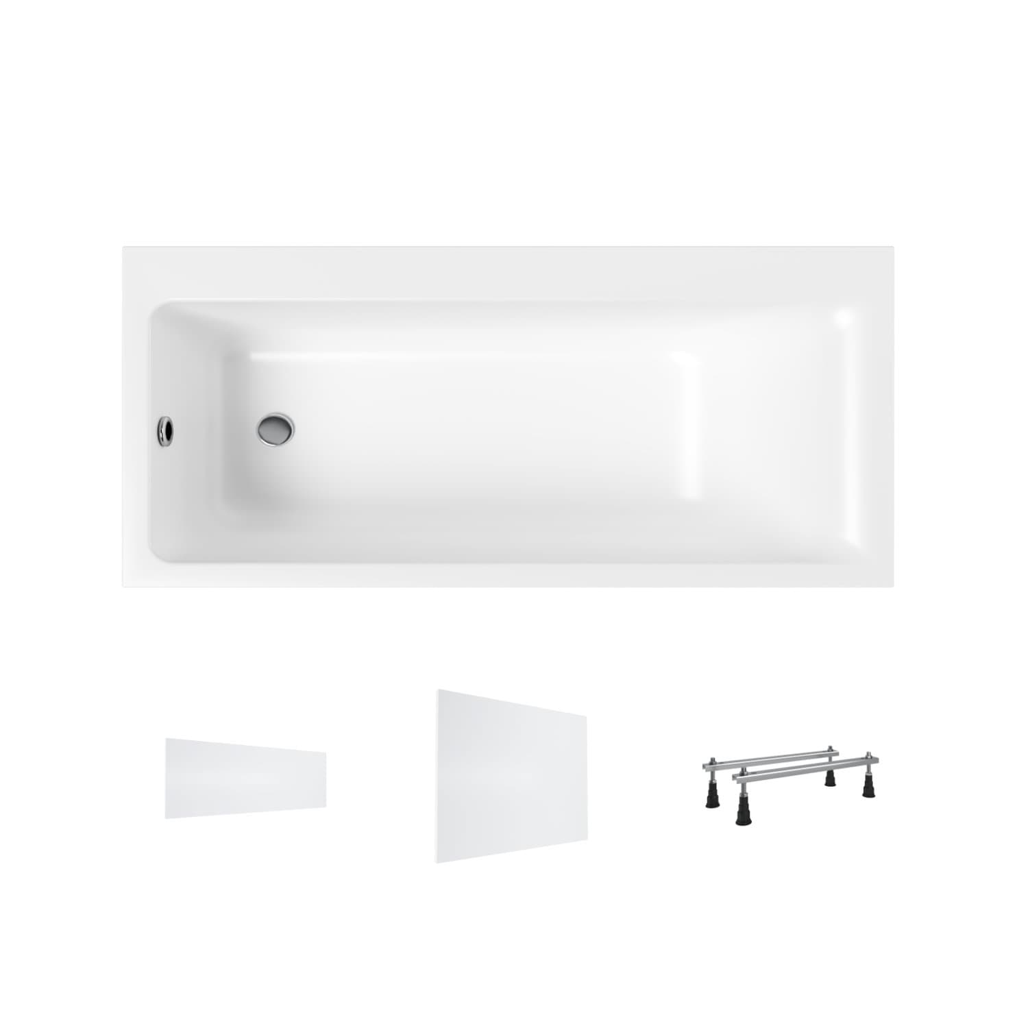 Wanna akrylowa Helmken Seraphina 160x80 LEWA + Panel czołowy Biały + Panel boczny Biały + Nóżki / 3512160L-4B