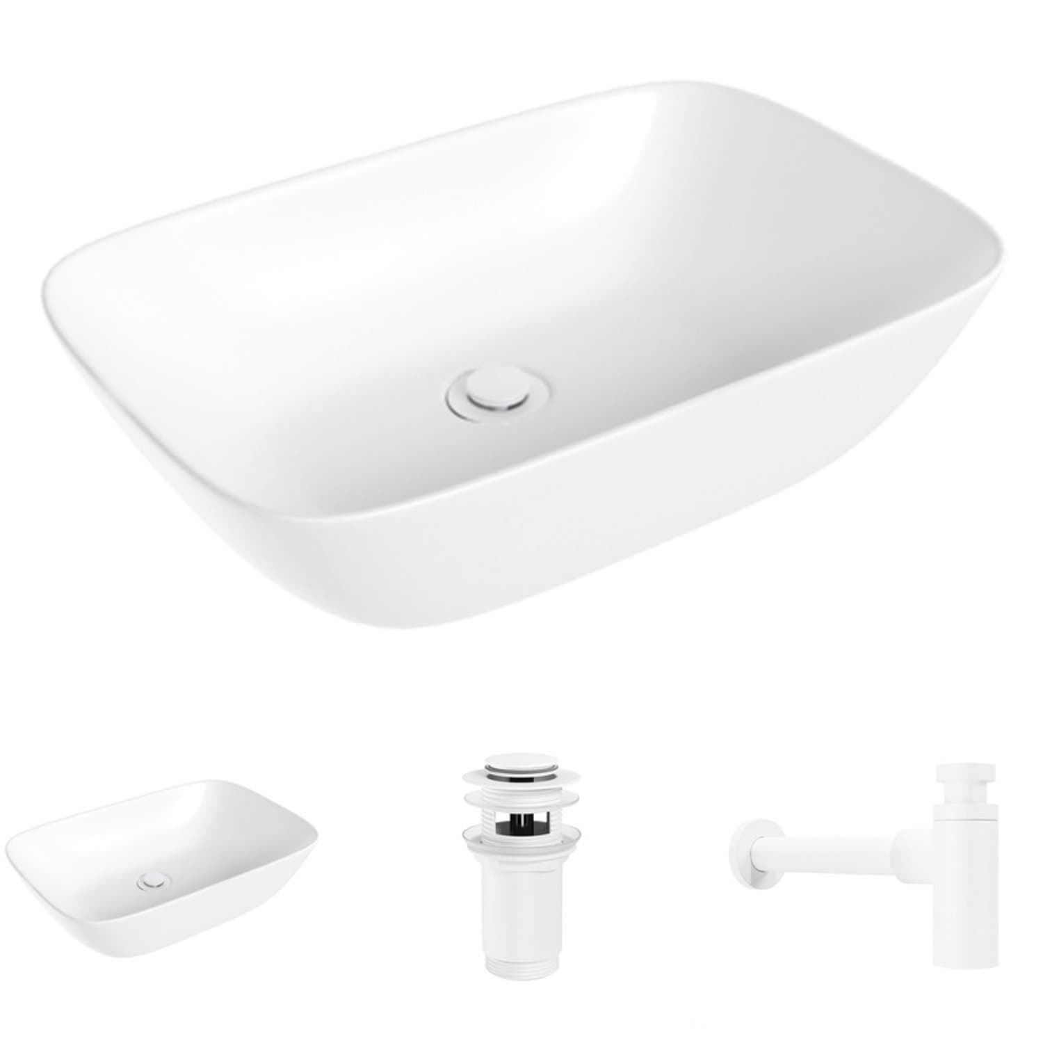 Umywalka nablatowa Helmken 45450000 (50.5x33.5) Biała + Syfon Biały + Korek klik-klak Biały