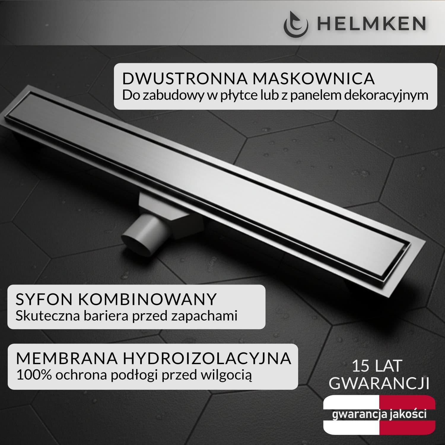 Odpływ liniowy Helmken 37201701, 700x70mm, Chrom