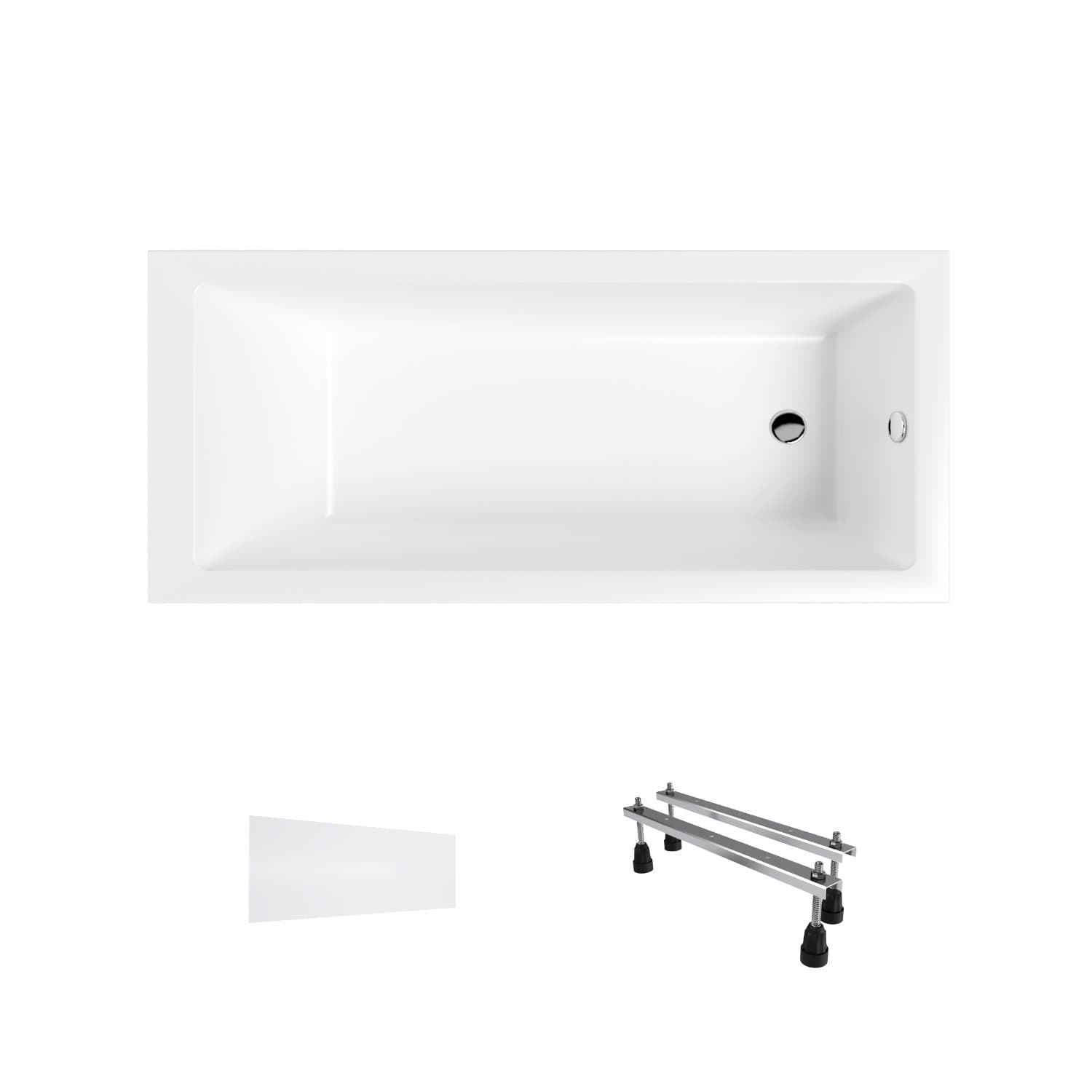 Wanna akrylowa Helmken Athena 170x80 z akrylu lanego ze wzmocnionym korpusem + Panel biały + Nóżki / 35090080