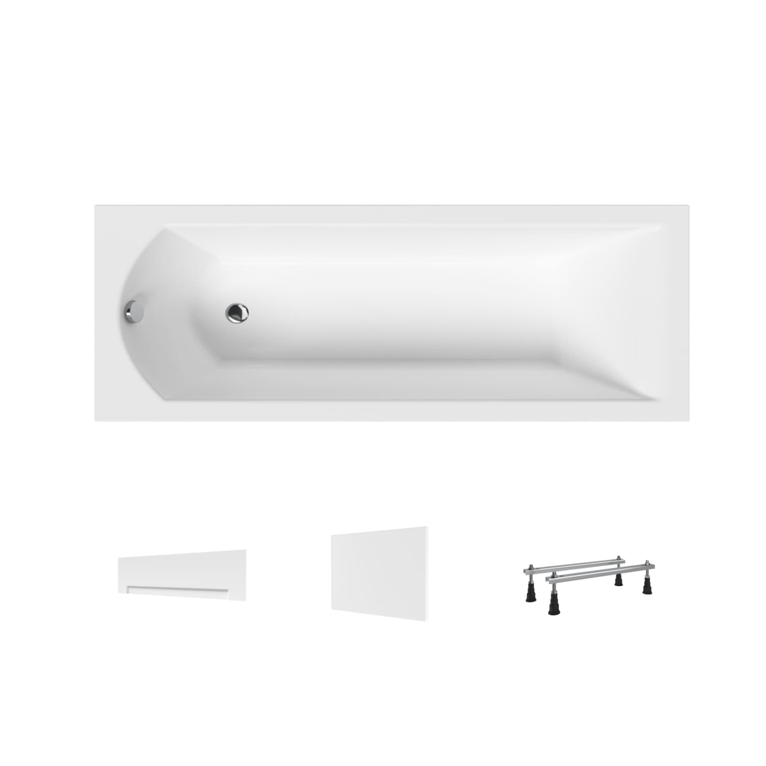Wanna akrylowa Helmken Vespera 140 х 70 + Panel czołowy Biały + Panel boczny Biały + Nóżki / 23098001-4B