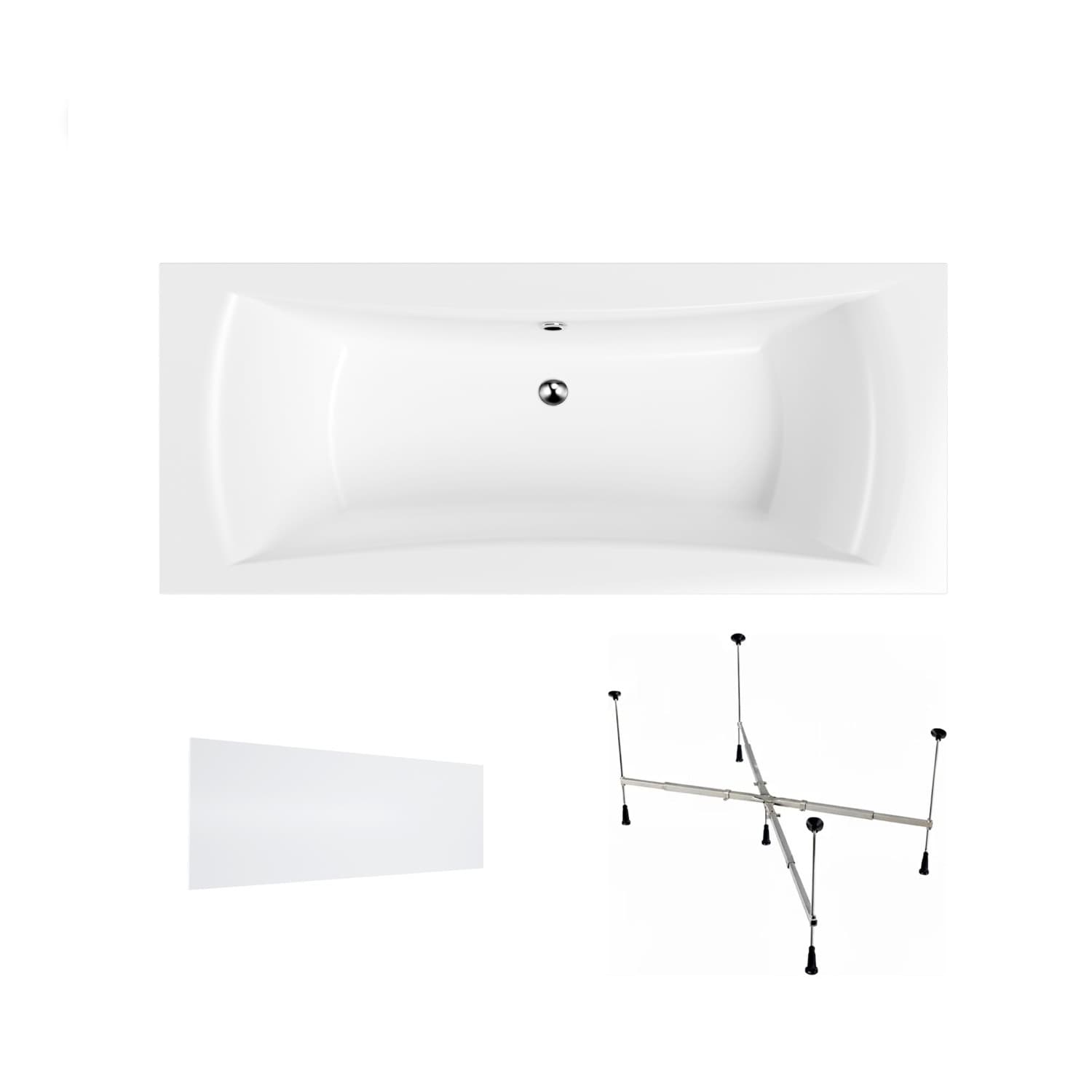 Wanna akrylowa Helmken Belgravia 170x75 + Panel Biały + Stelaż uniwersalny do wanien Helmken 21230020 / 35110170-3S