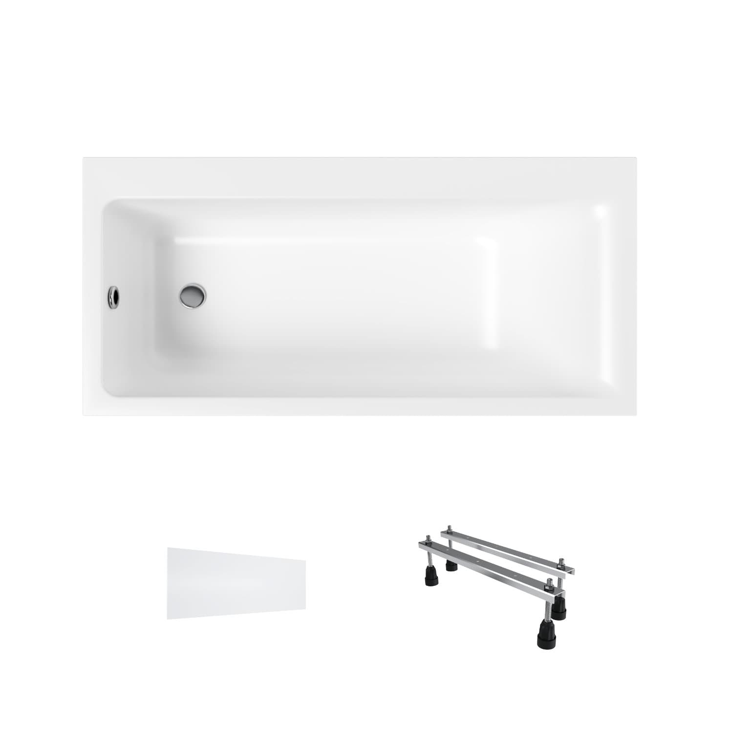 Wanna akrylowa Helmken Seraphina 160x80 LEWA z akrylu lanego, ze wzmocnionym korpusem + Panel biały + Nóżki / 3512160L