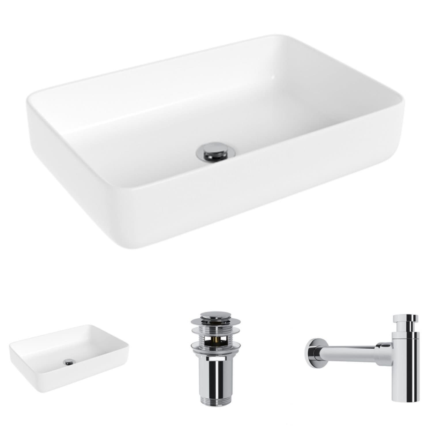 Umywalka nablatowa Helmken 48750000 (50х34) Biała + Syfon Chrom + Korek klik-klak Chrom