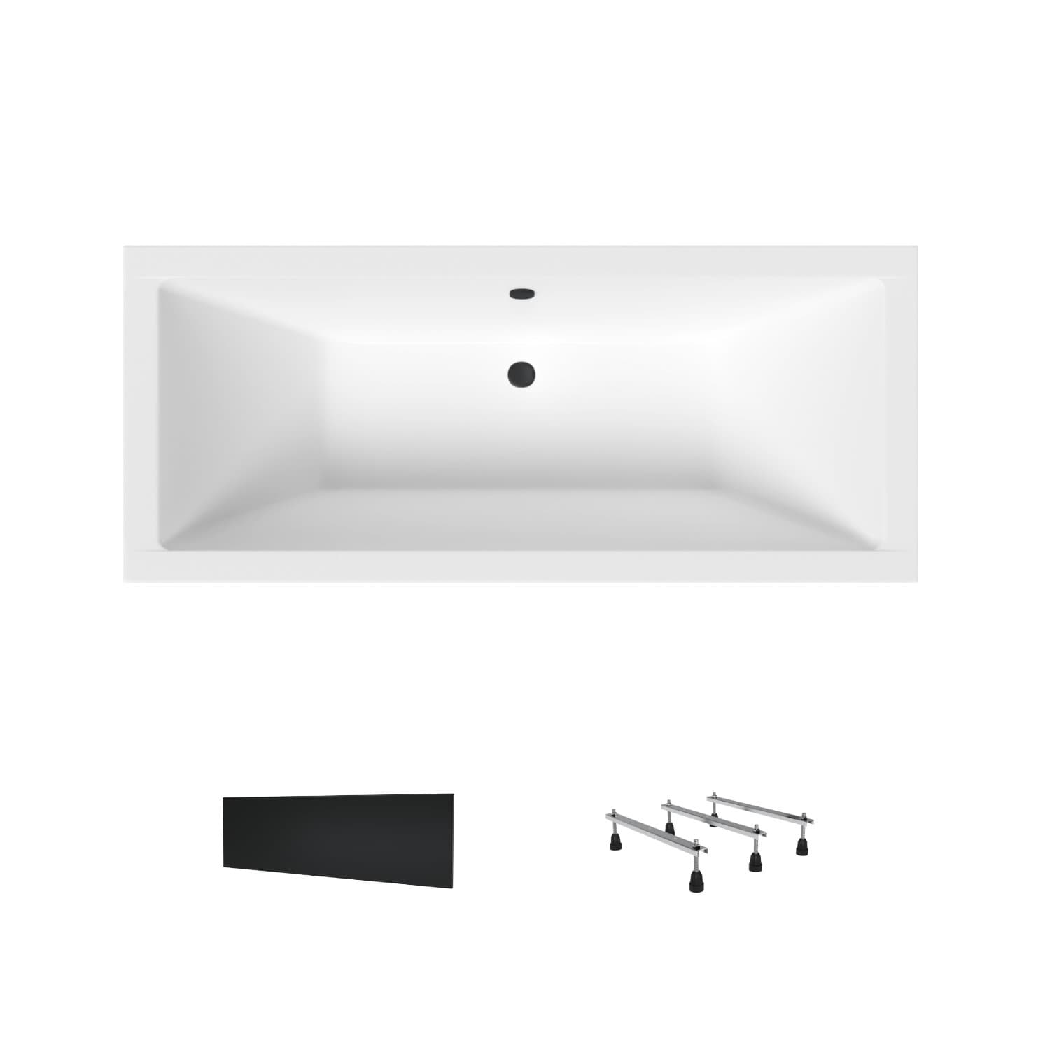 Wanna akrylowa Helmken Alvaro 165 x 75 + Panel czarny + Nóżki / 23096002