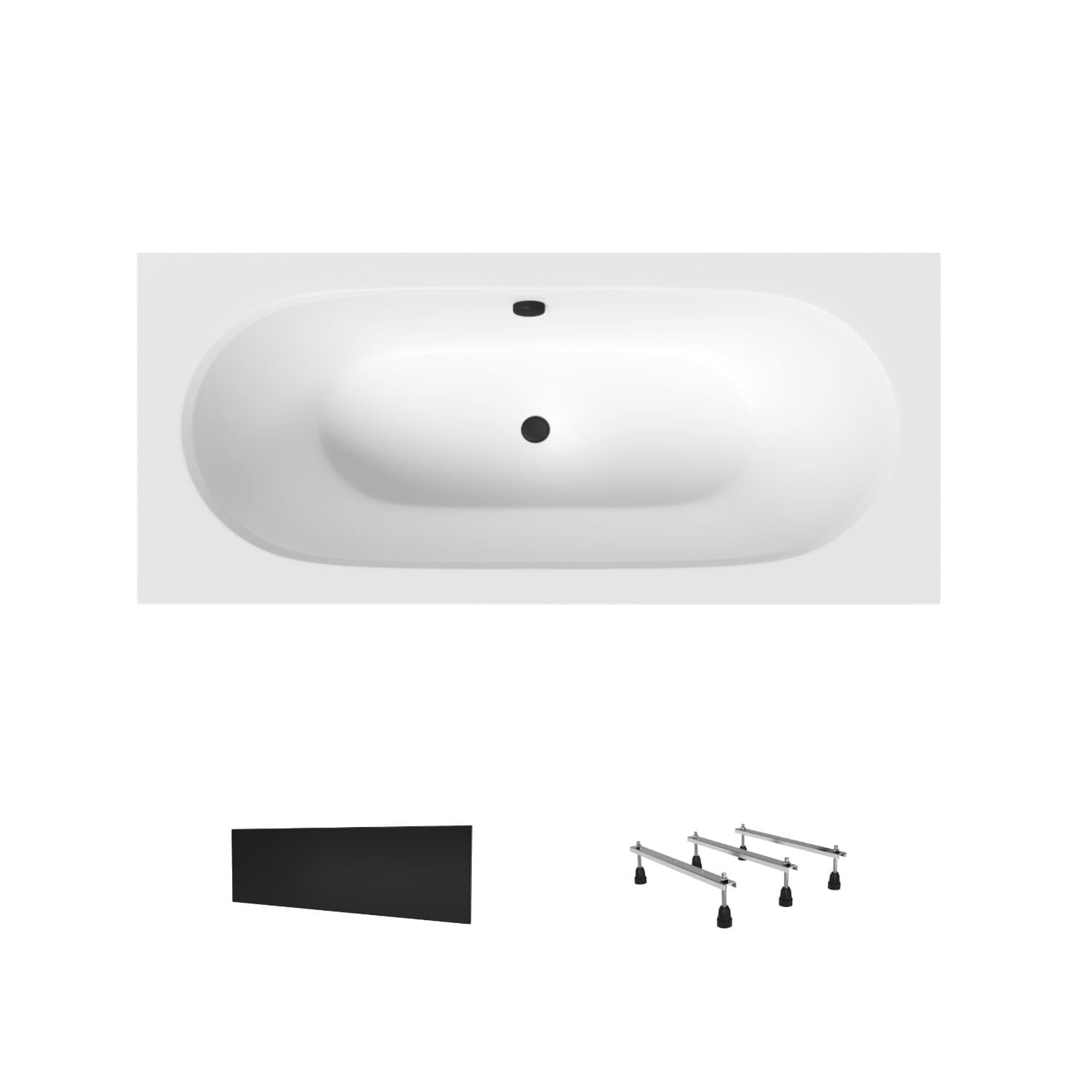 Wanna akrylowa Helmken Vienna 150 х 75 + Panel czarny + Nóżki / 23099001
