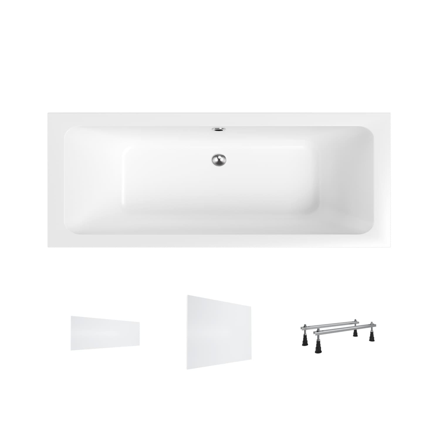 Wanna akrylowa Helmken Olympia 180x80 + Panel czołowy Biały + Panel boczny Biały + Nóżki / 35100080-4B