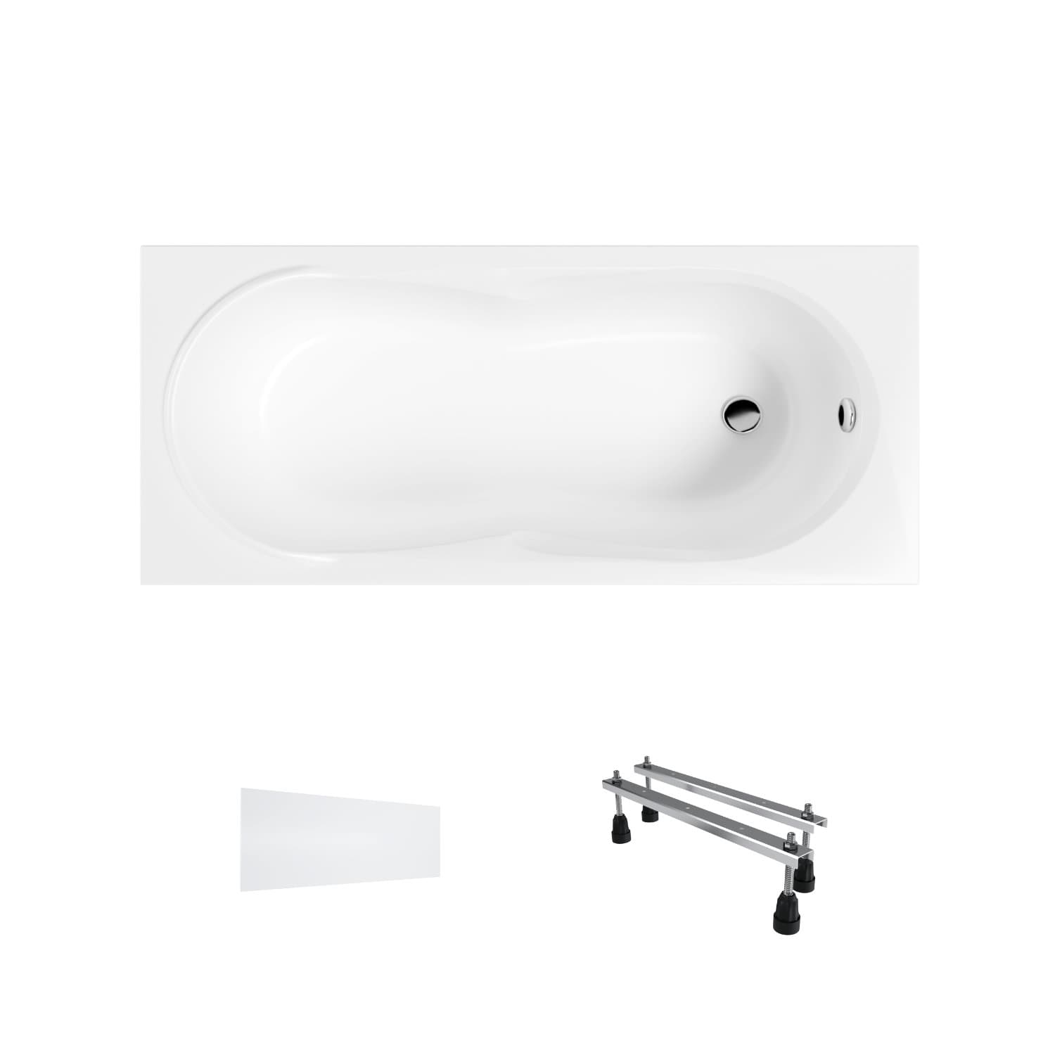 Wanna akrylowa Helmken Celeste 150x70 z akrylu lanego ze wzmocnionym korpusem + Panel biały + Nóżki / 37060050