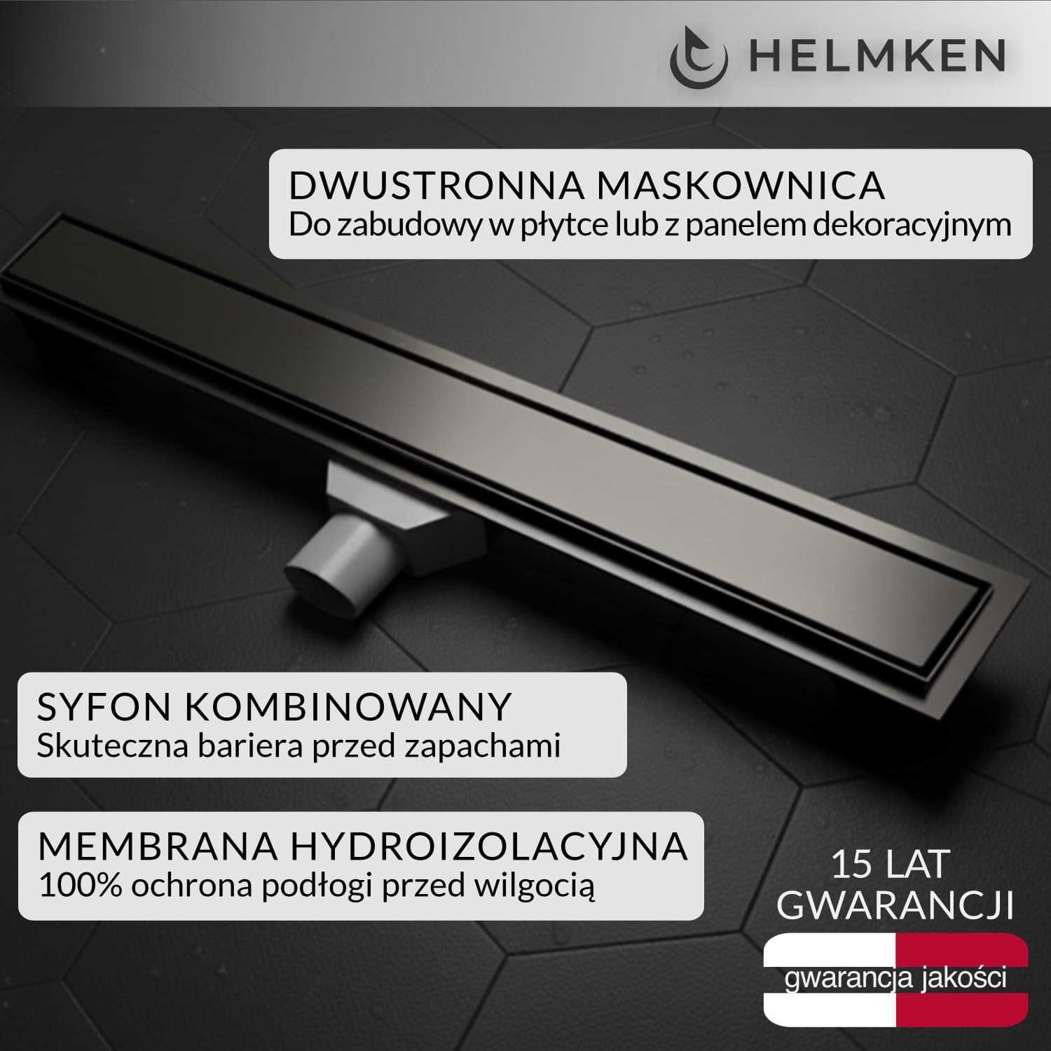 Odpływ liniowy Helmken 37206701, 700x70mm, Chrom