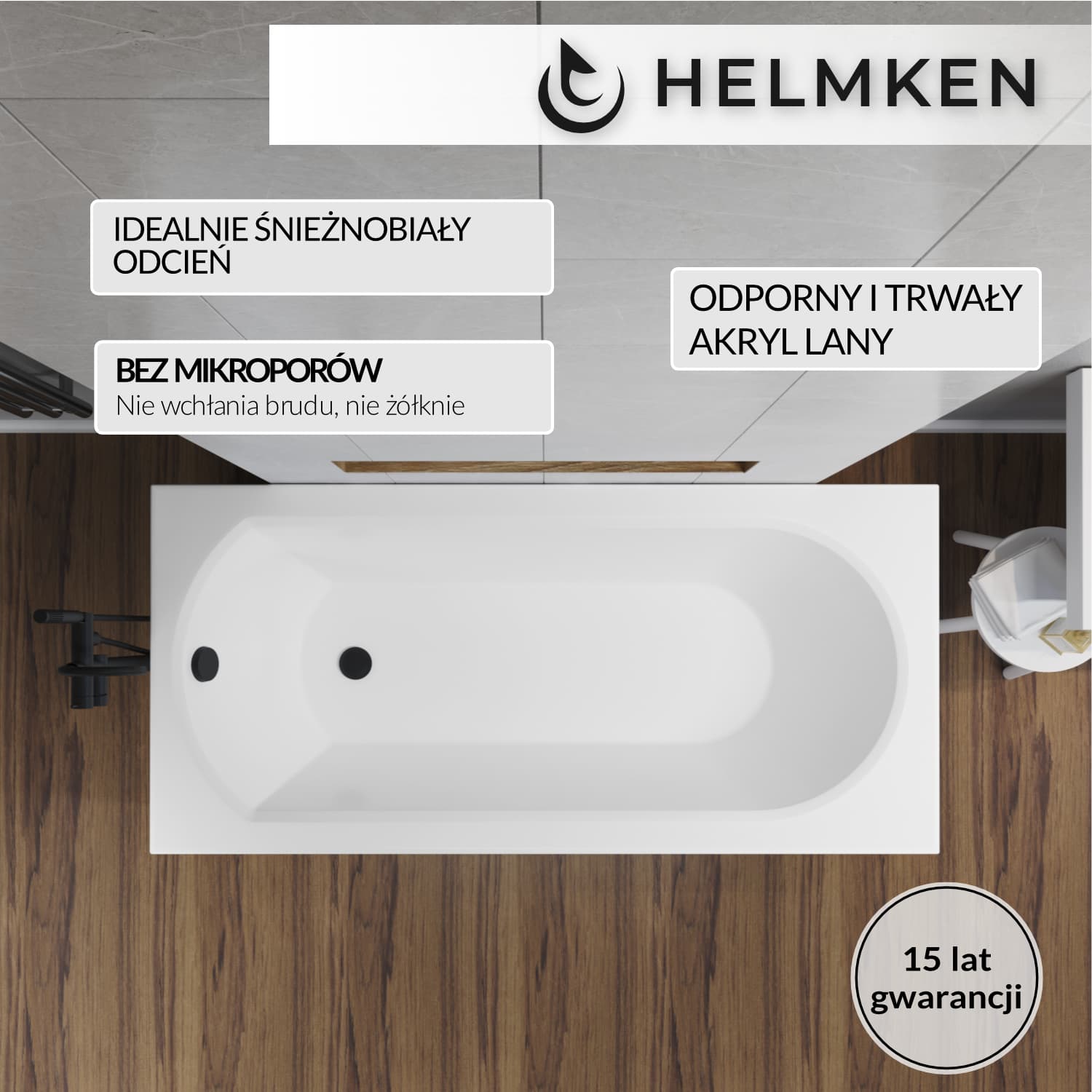 Wanna akrylowa Helmken Tressa 150 x 75 + Nóżki / 23097001