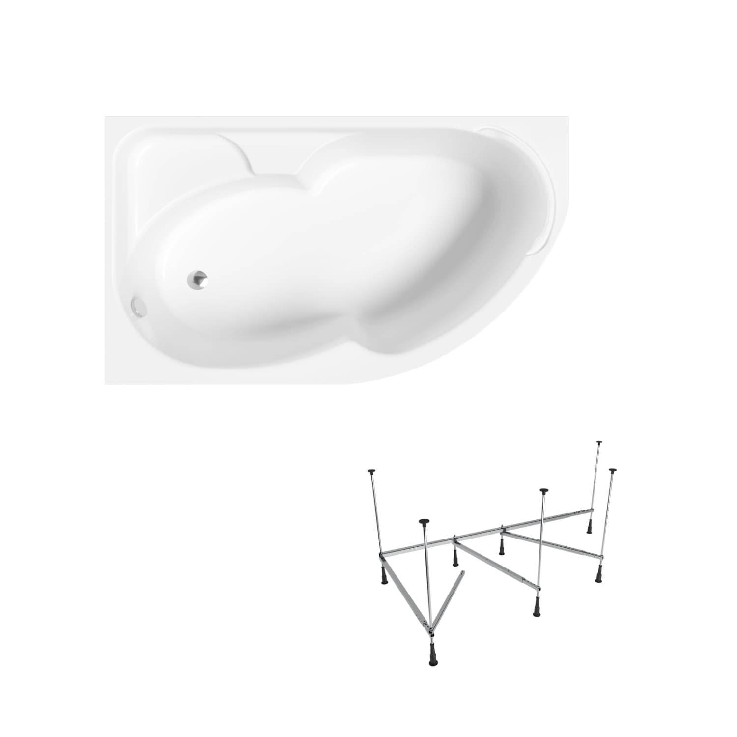 Wanna asymetryczna Helmken Geneva 170x105 Lewa + Stelaż do wanny 21013-101 / 3503170L-2S