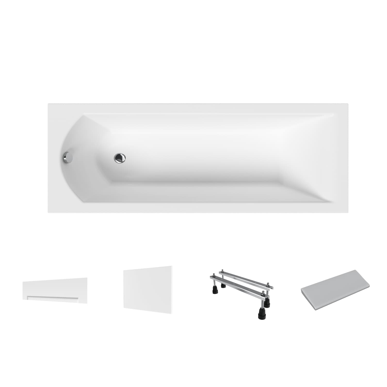 Wanna akrylowa Helmken Vespera 140 x 70 + Panel czołowy i boczny Biały + Zagłówek szary + Nóżki / 23098001ZW