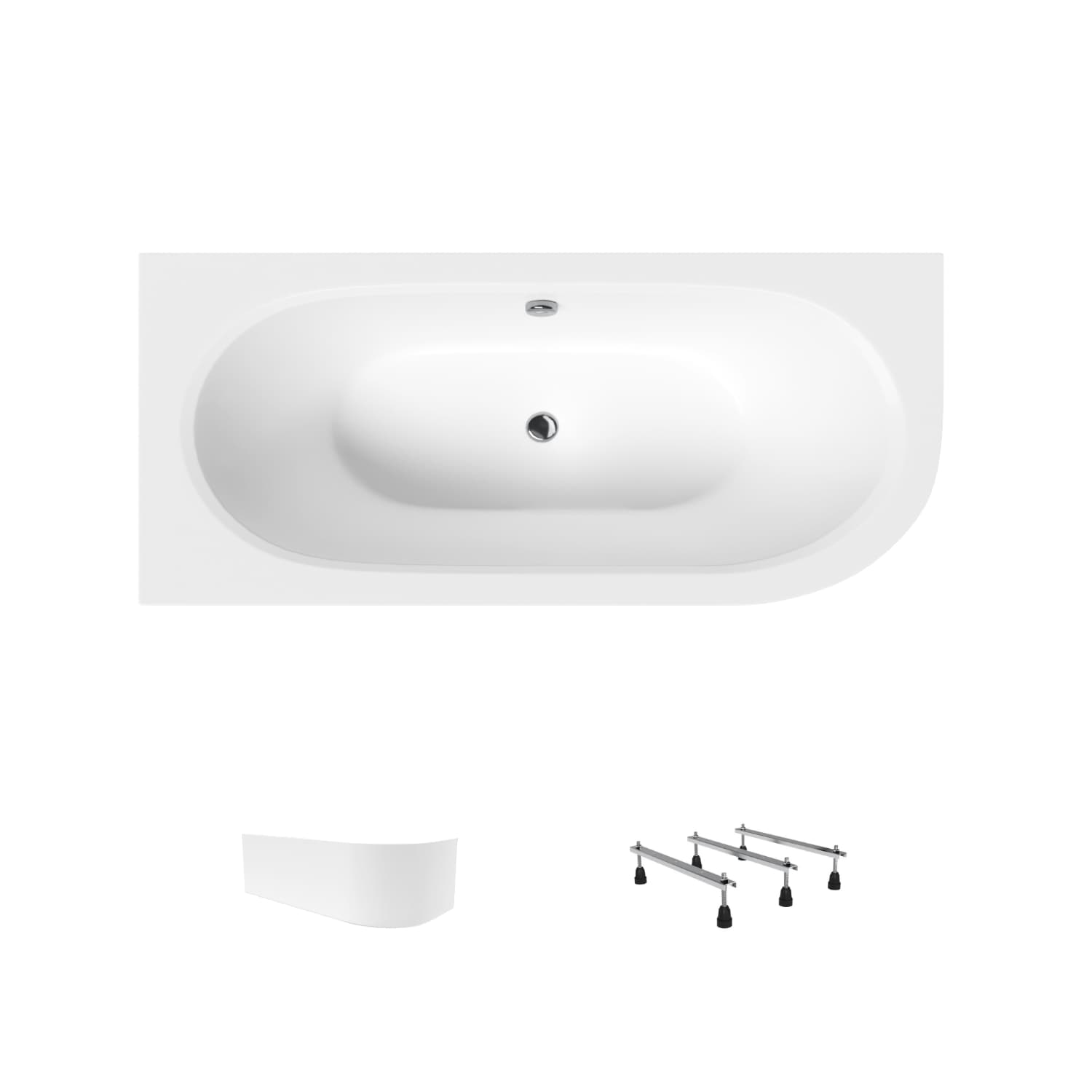 Wanna akrylowa Helmken Marbella Lux 150 x 75 Lewa + Panel biały + Nóżki / 23092002Z