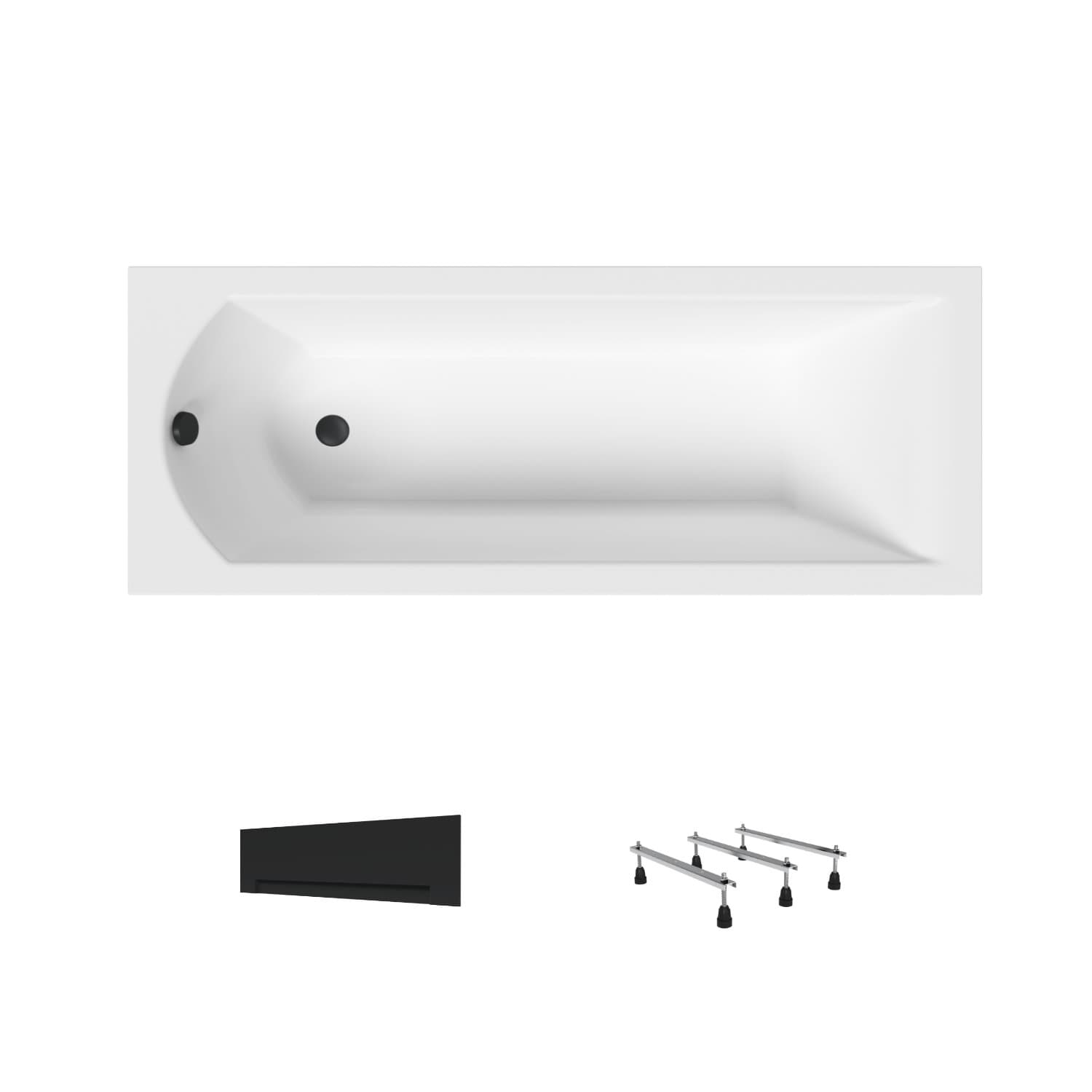 Wanna akrylowa Helmken Vespera 160 х 70 + Panel czarny + Nóżki / 23098003