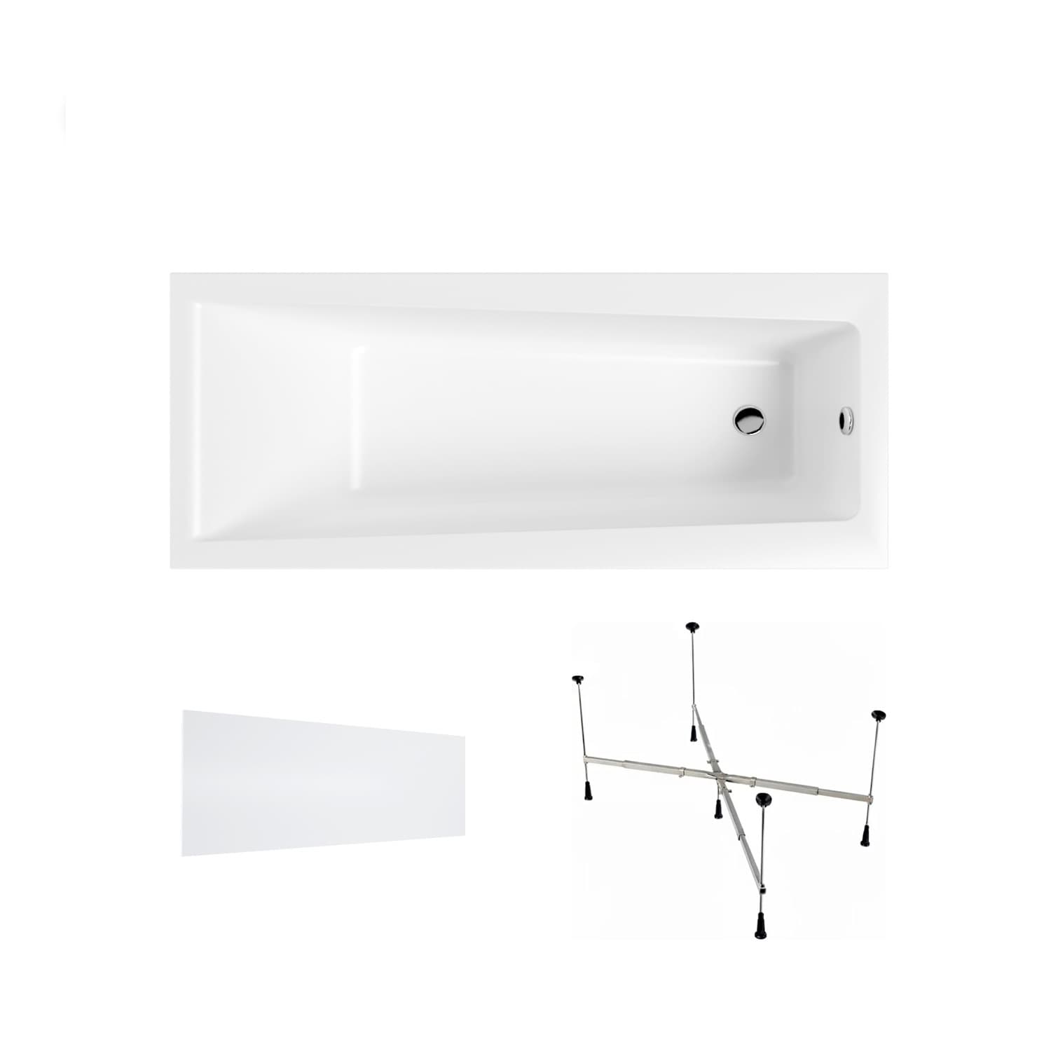 Wanna akrylowa Helmken Versailles 170x75 + Panel Biały + Stelaż uniwersalny do wanien Helmken 21230020 / 35070075-3S