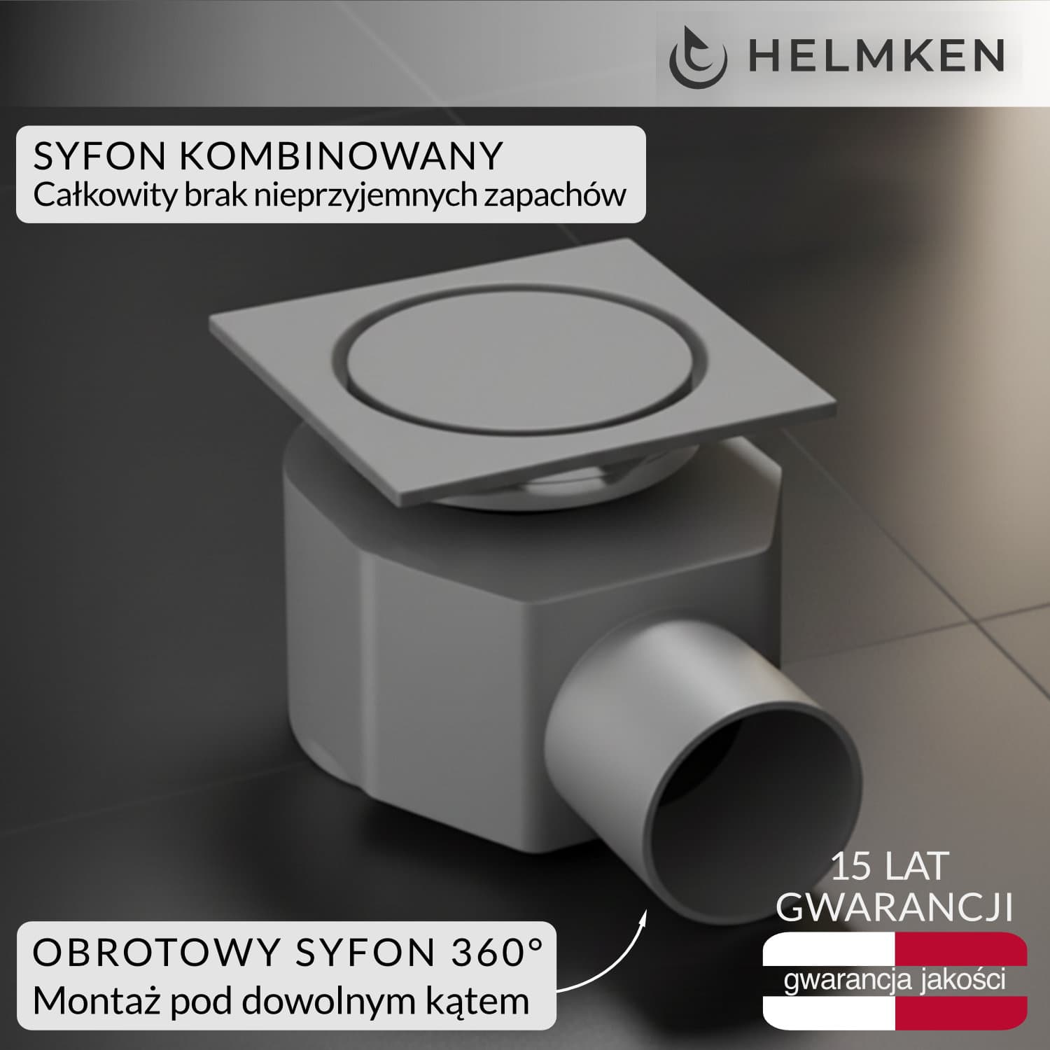 Odpływ punktowy Helmken 37А4041H, 100 x 100 mm, Chrom