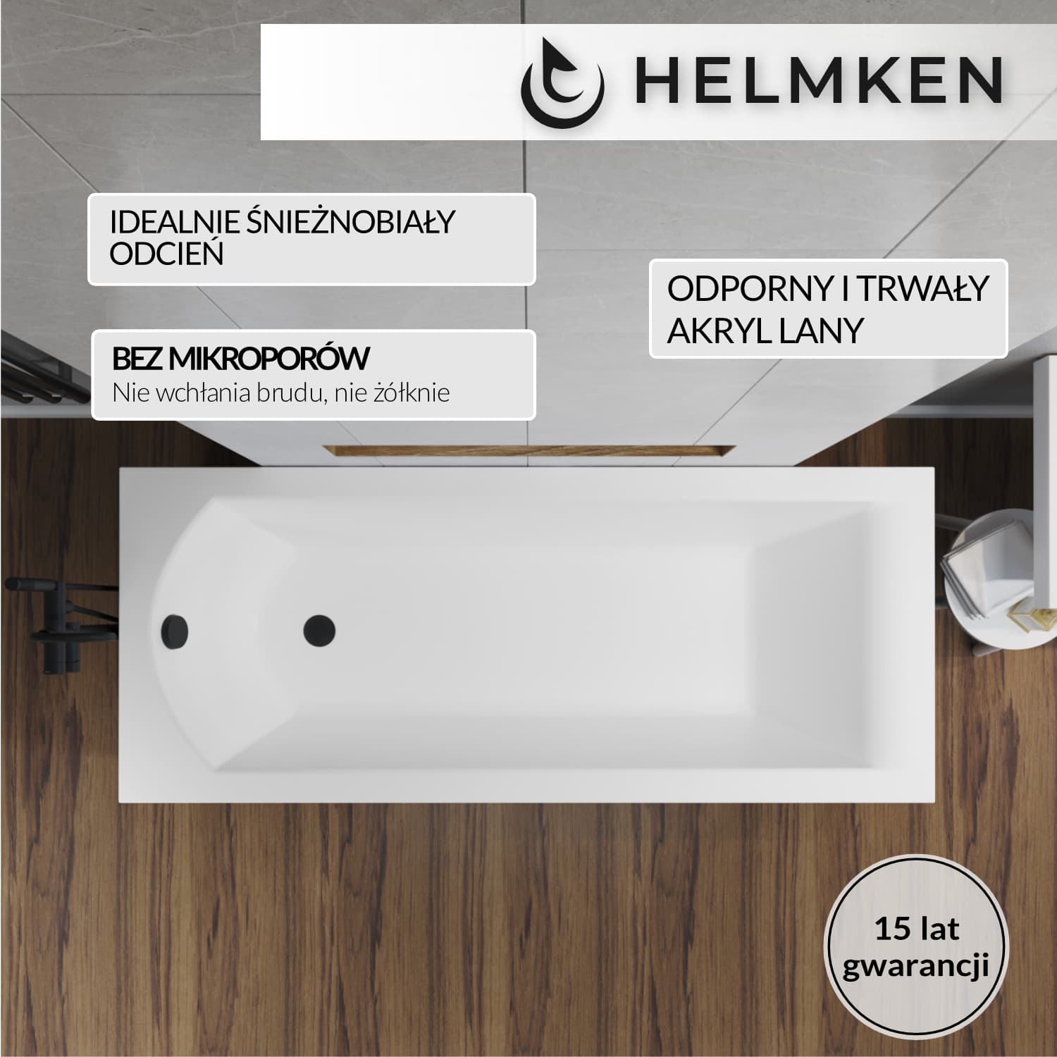 Wanna akrylowa Helmken Vespera 140 x 70 + Nóżki / 23098001