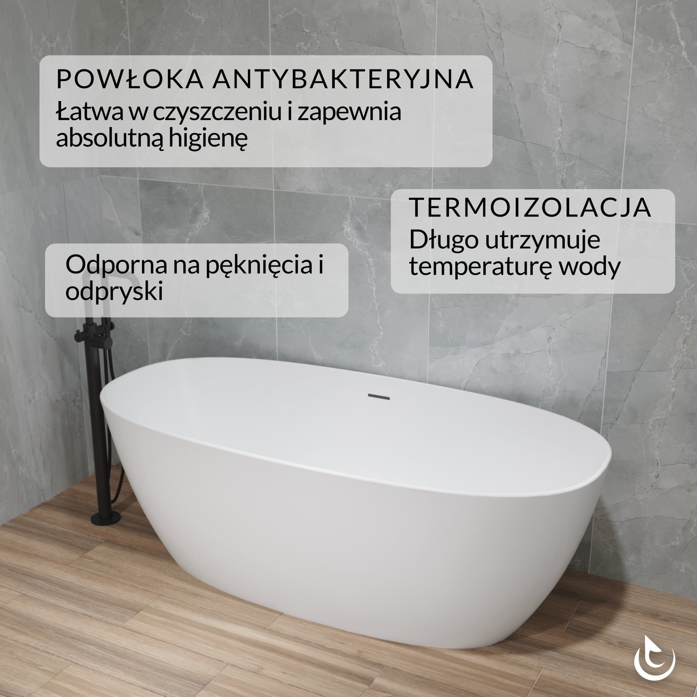 Wanna wolnostojąca akrylowa Helmken Lola 160 x 78 + Nóżki + Syfon z korkiem klik-klak / 31683360