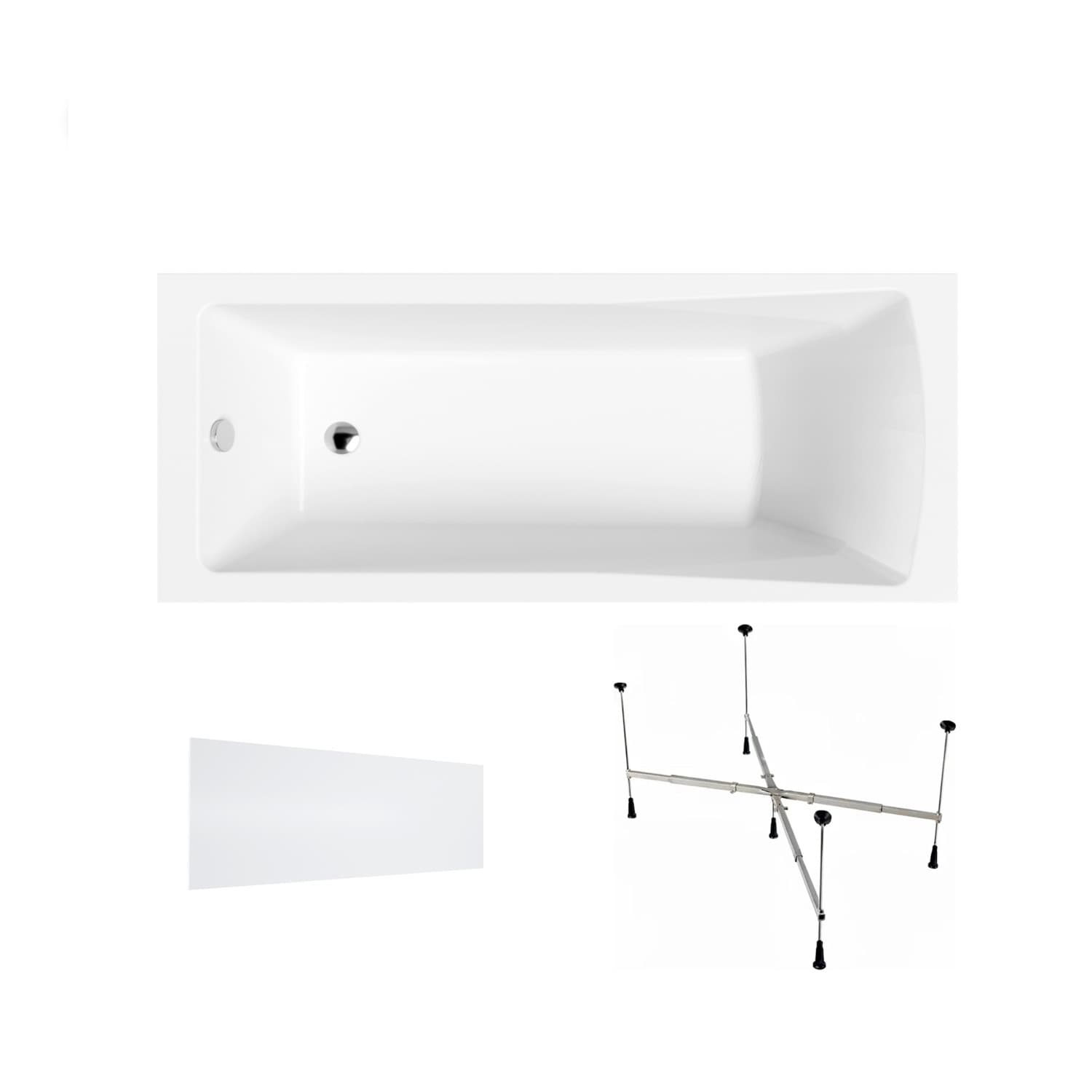 Wanna akrylowa Helmken Aurora 140x70 + Panel Biały + Stelaż uniwersalny do wanien Helmken 21230020 / 35010040-3S