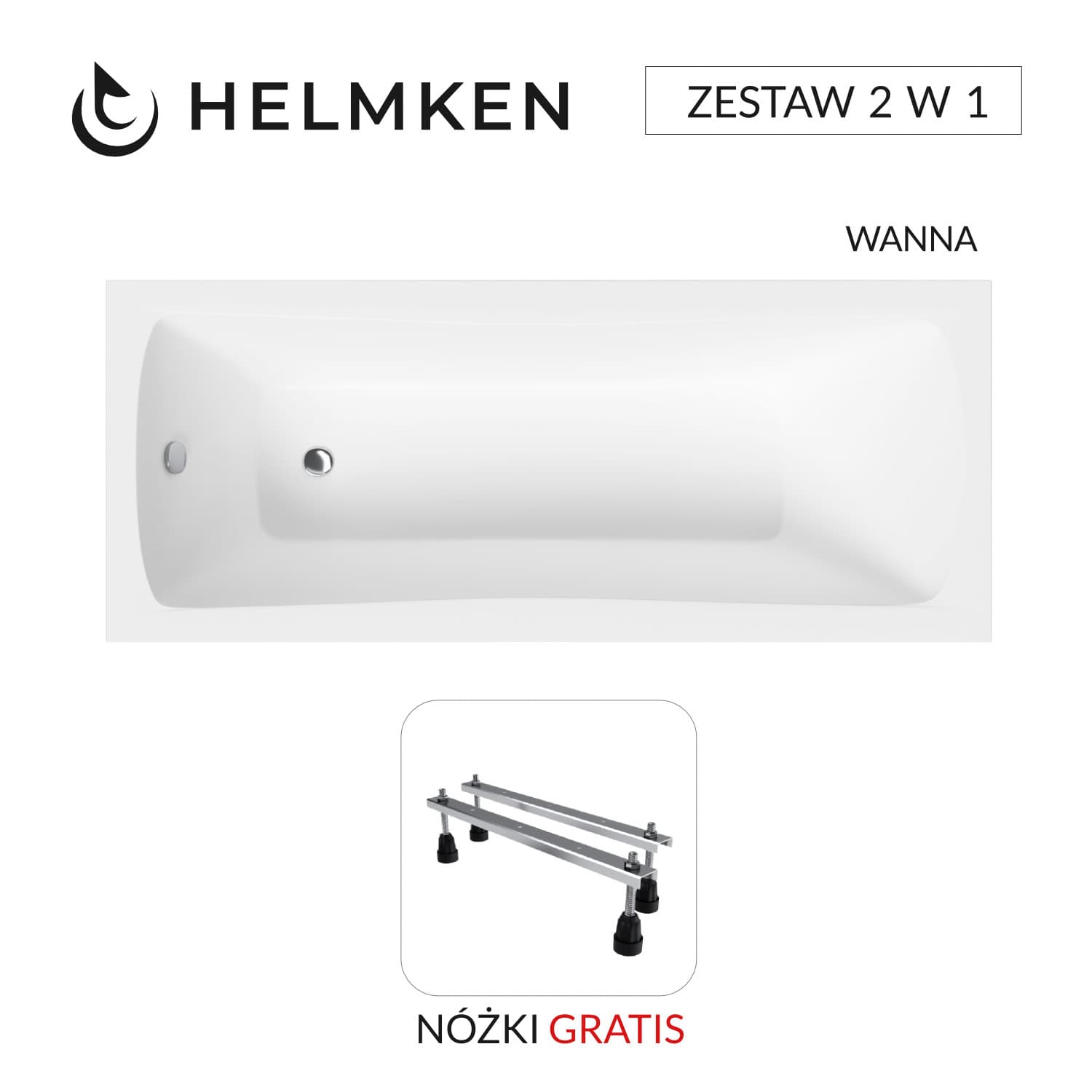 Wanna akrylowa Helmken Luna 140 х 70 + Nóżki / 23093001
