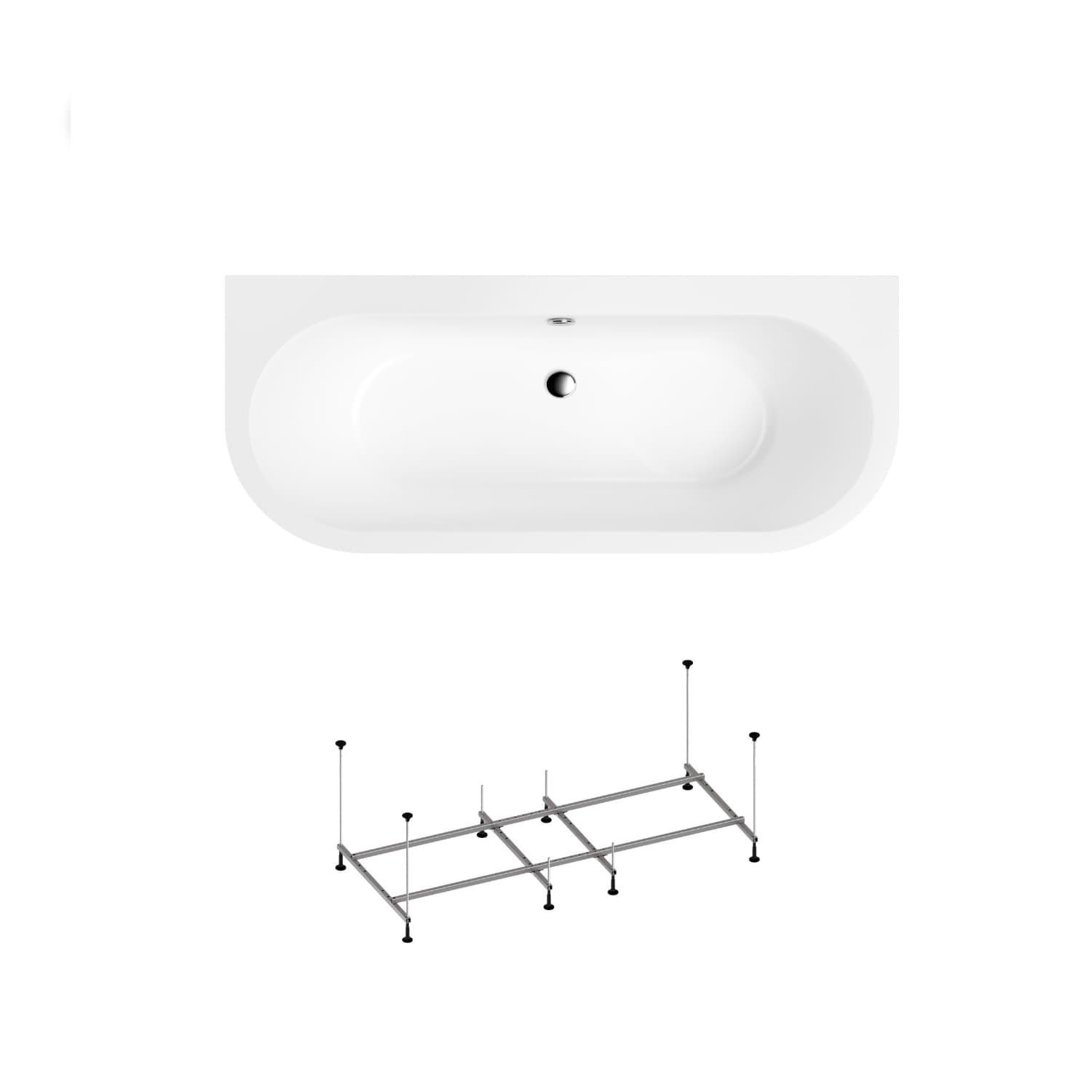 Wanna półokrągła akrylowa 170x75 Helmken Imperia + Stelaż do wanien Helmken 21210028 / 35080075-2S