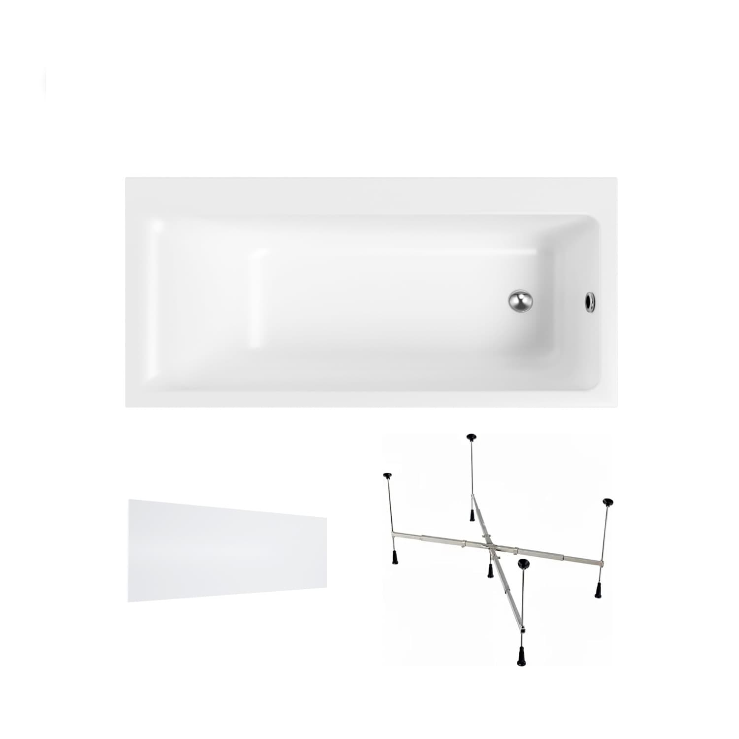 Wanna akrylowa Helmken Seraphina 160x80 PRAWA + Panel Biały + Stelaż uniwersalny do wanien Helmken 21230020 / 3512160R-3S