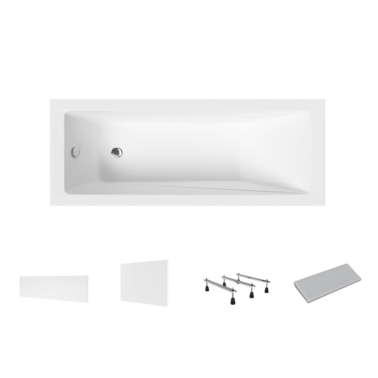 Wanna akrylowa Helmken Rivana 170 x 70 + Panel czołowy i boczny Biały + Zagłówek szary + Nóżki / 23095006ZW
