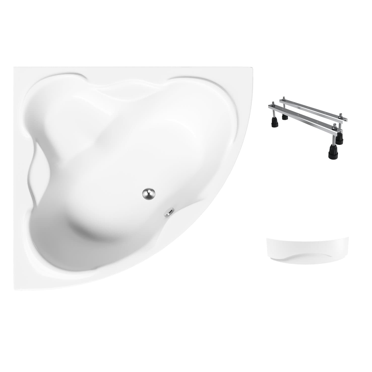 Wanna akrylowa Helmken Riviera 150x150 narożna z akrylu lanego ze wzmocnionym korpusem + Panel biały + Nóżki / 35050150