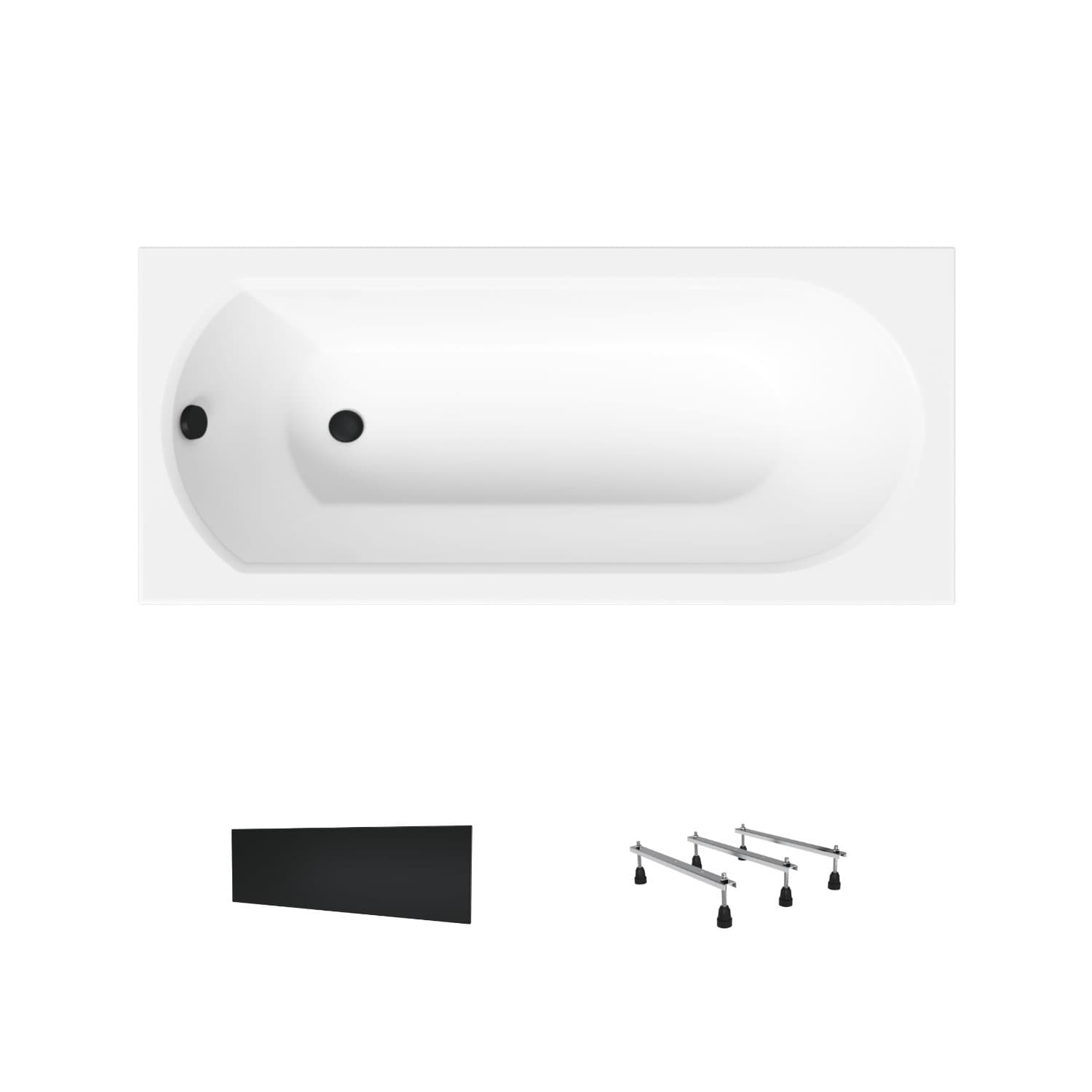 Wanna akrylowa Helmken Tressa 160 х 75 + Panel czarny + Nóżki / 23097002